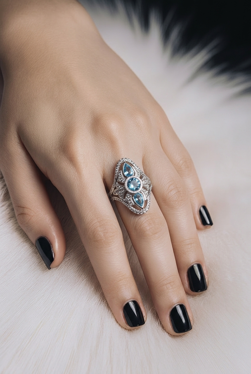 2606 secondhand K14WG Aquamarine / Diamond 6.78g