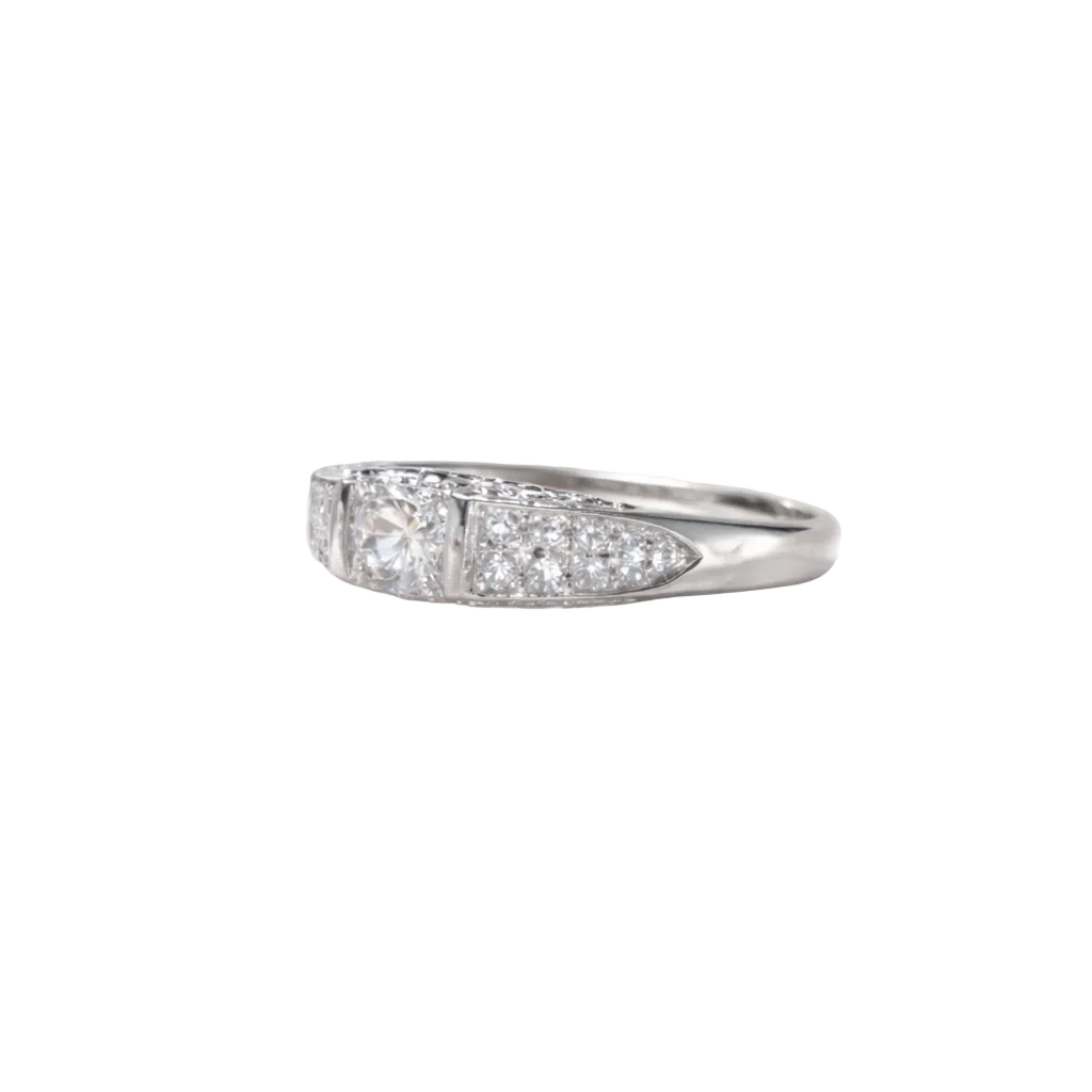 2605 secondhand Pt900 ring D0.3/0.22ct 5.6g #15