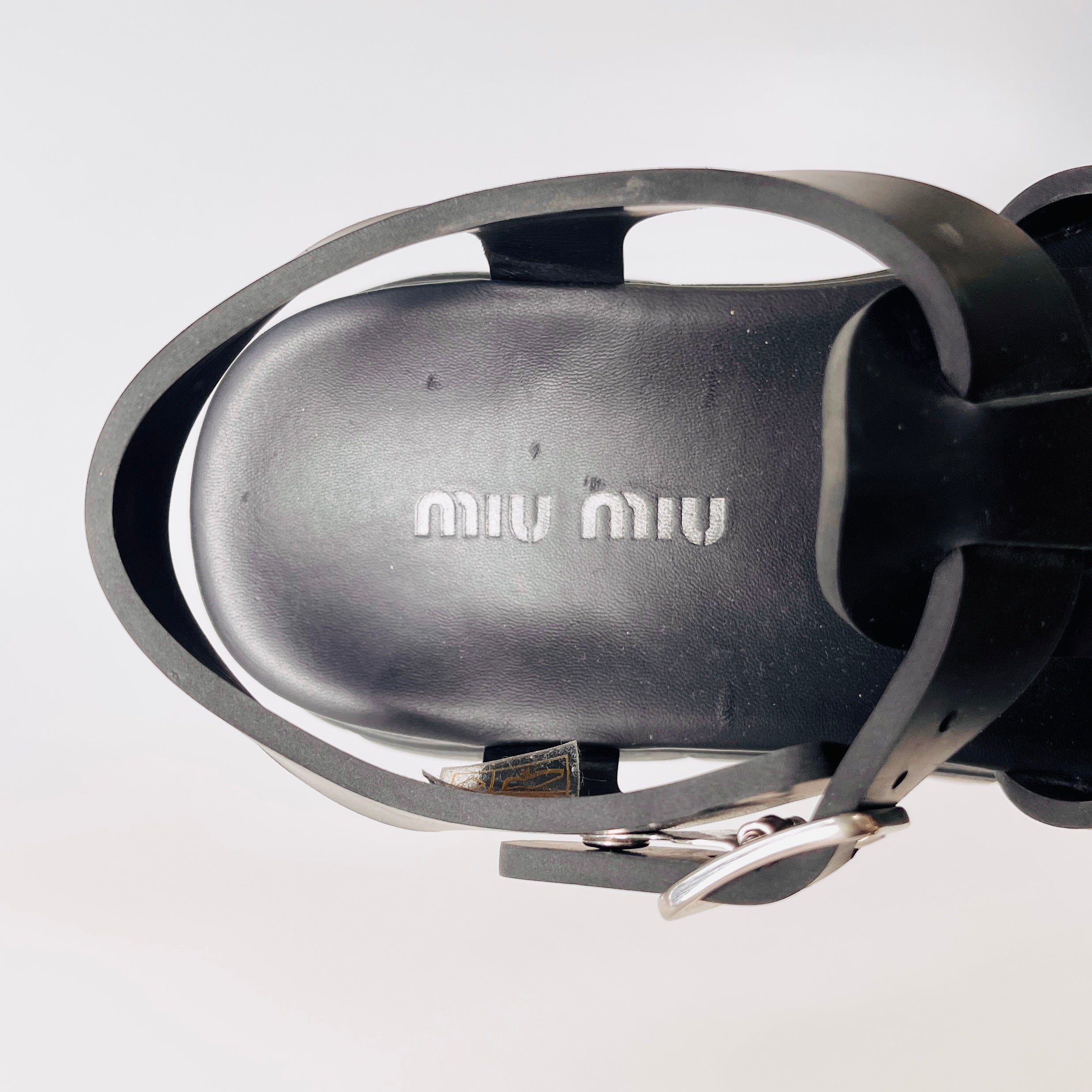 2606 secondhand MIUMIU EVA rubber Sandals 38 Women's black logo Platform