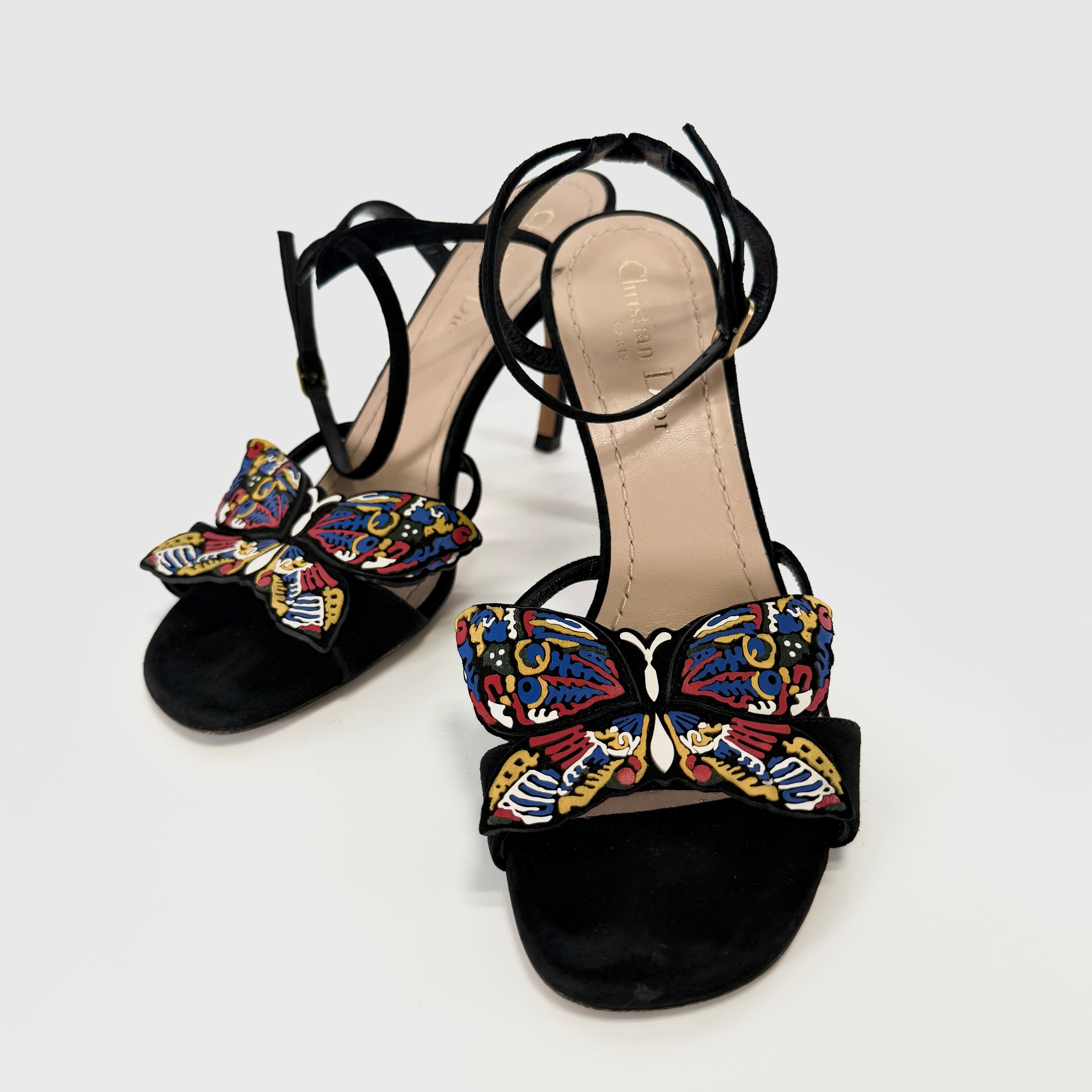 2607 secondhand CD suede Sandals 37 1/2 Women's black NE0618