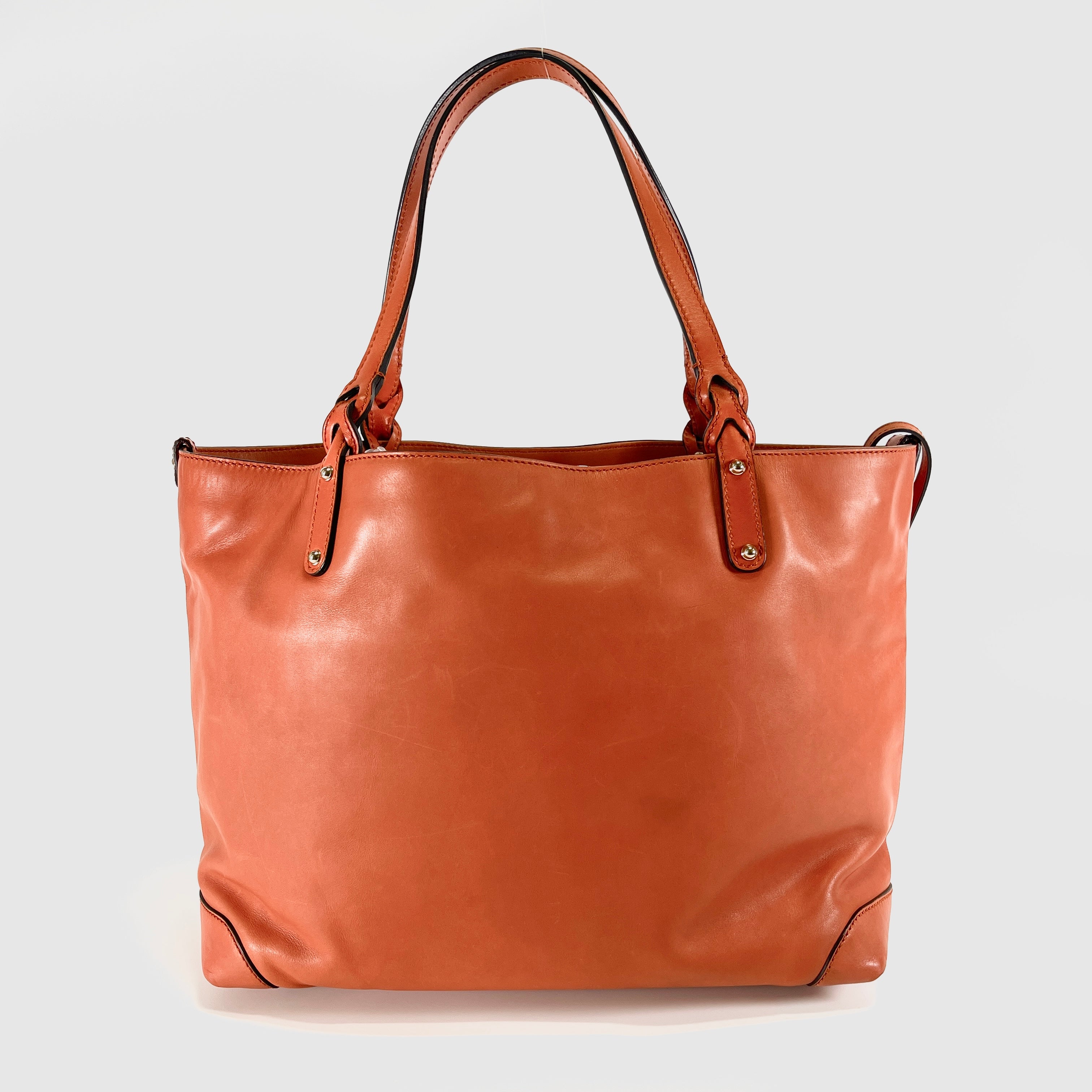 2605 secondhand GUCCI leather Tote Bag orange pouch card