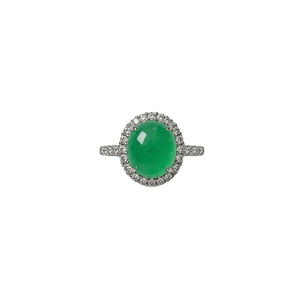 2607 secondhand Pt900 ring Jade 5.093/ D0.58ct Total 6.9g