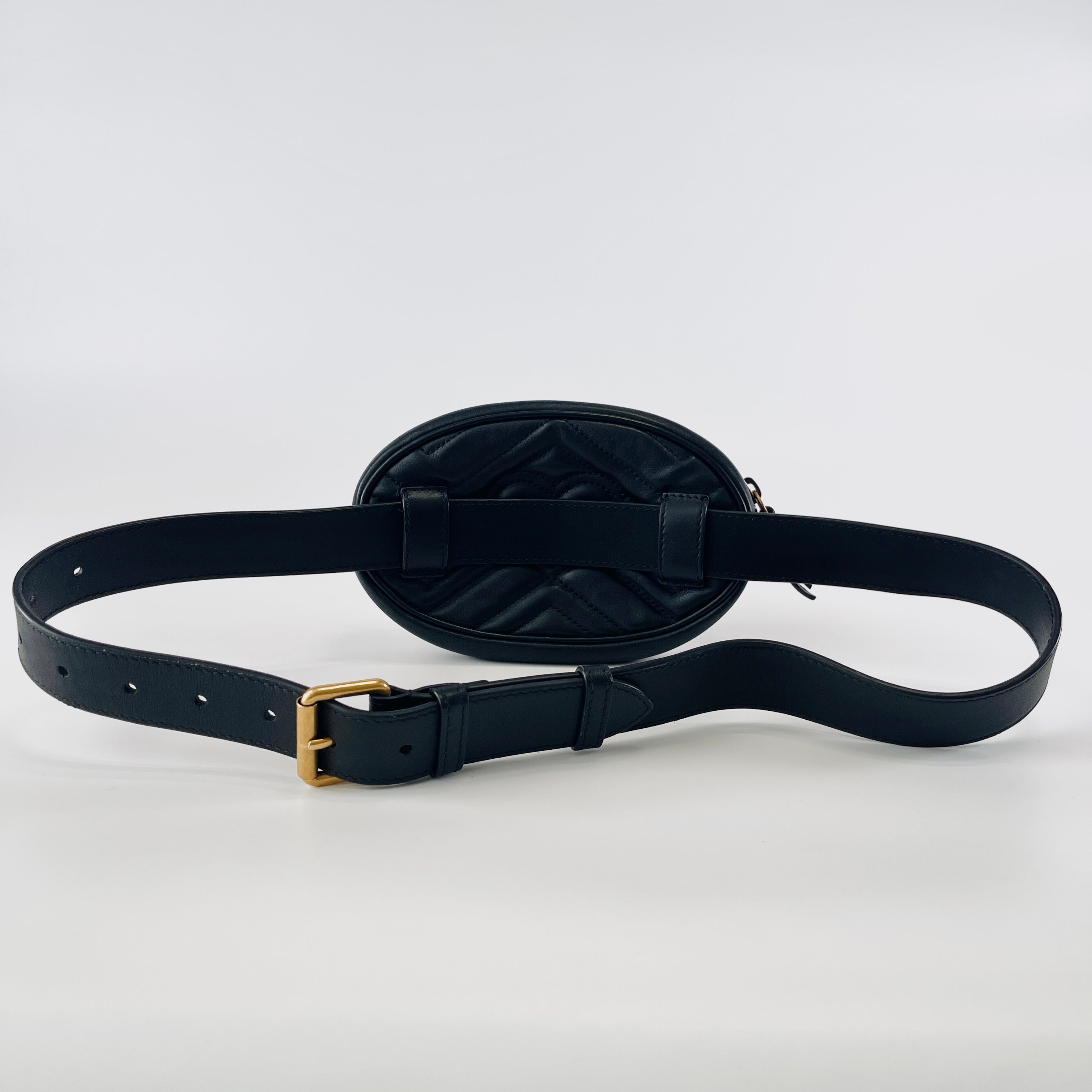 2604 secondhand GUCCI Shoulder bag Marmont quilting leather black