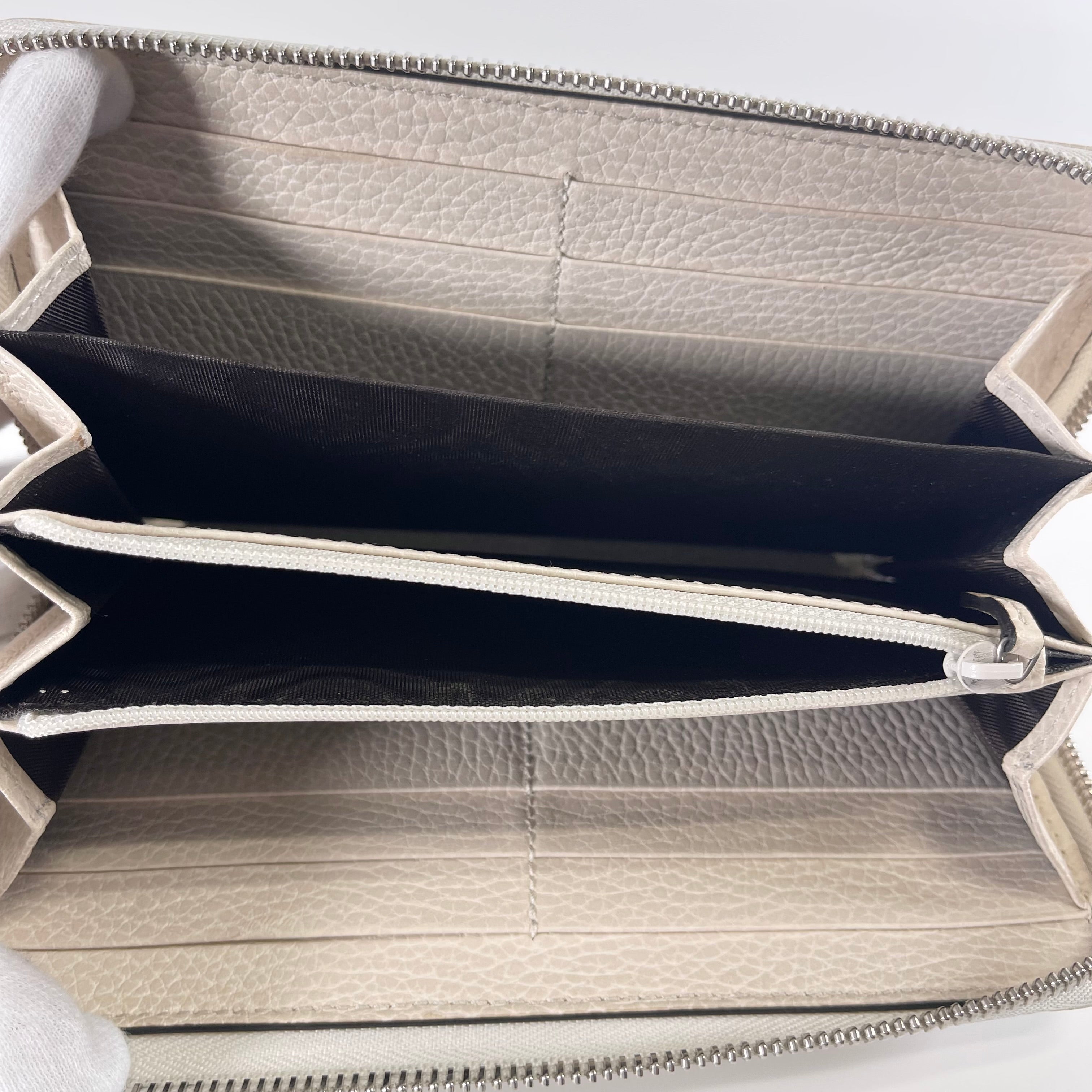 2605 secondhand GUCCI 456117 leather GG Marmont Long Wallet white 496334