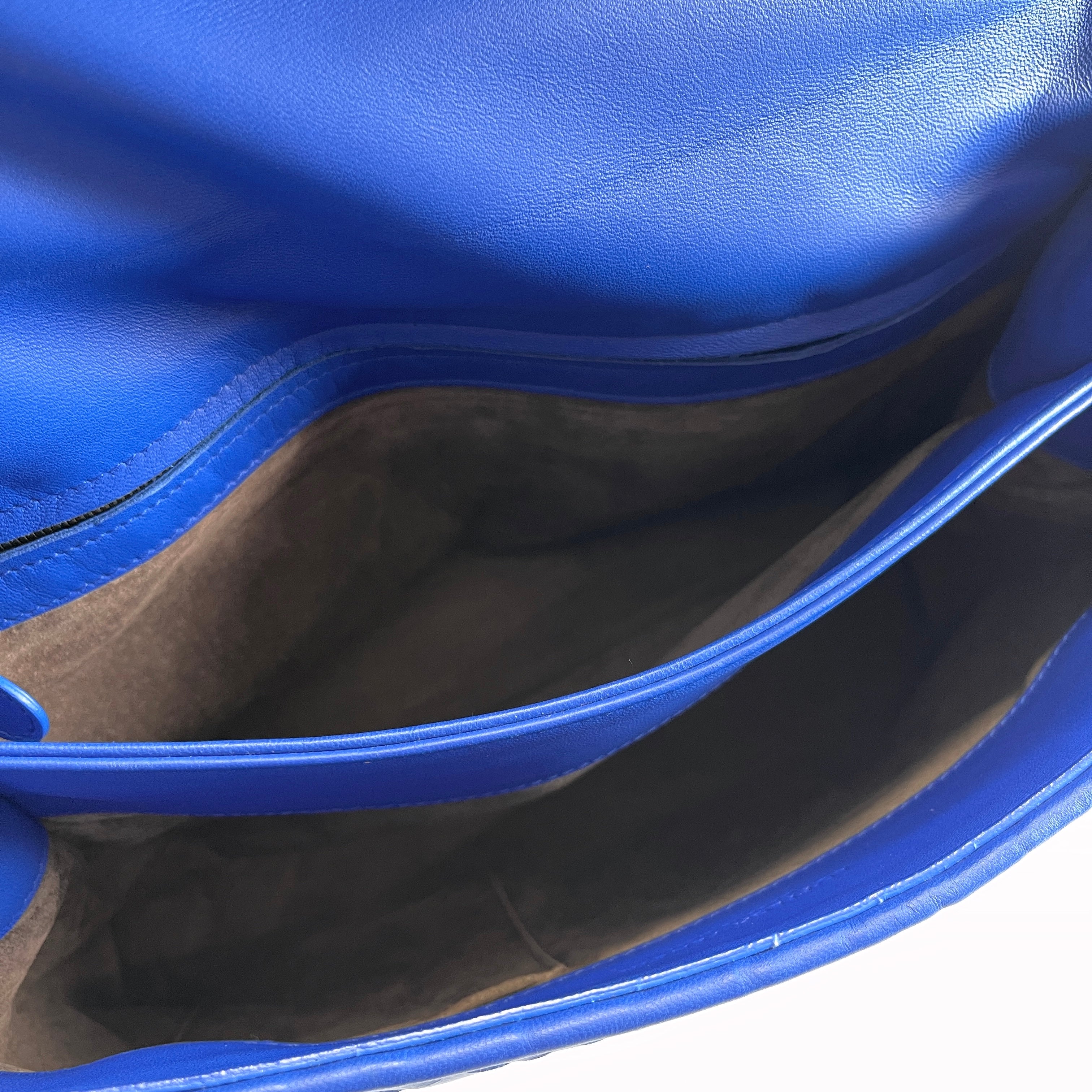 2606 secondhand BOTTEGAVENETA Intrecciato Olympia leather Chain Shoulder Bag blue mirror With