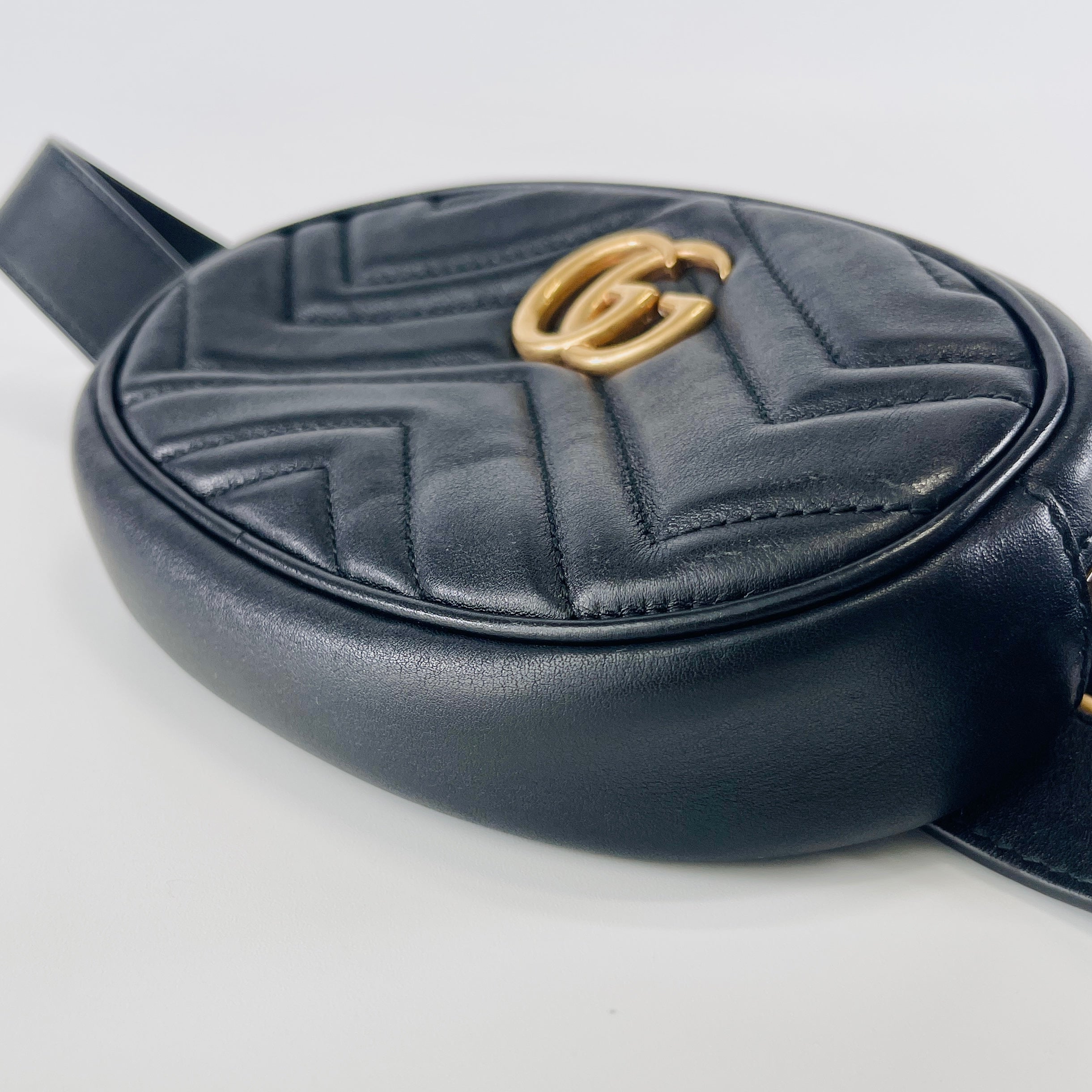 2604 secondhand GUCCI Shoulder bag Marmont quilting leather black