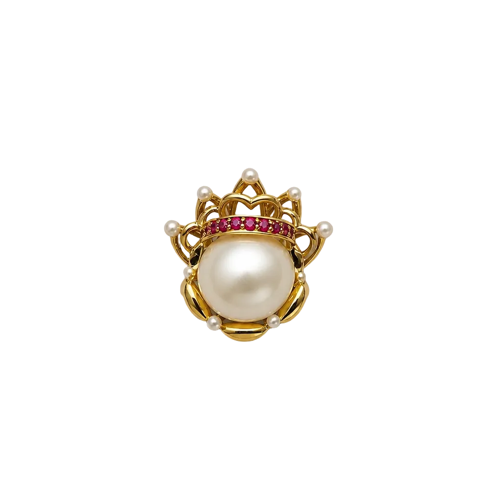 2607 secondhand K18 ring Pearl mix0.2ct Total 10.23g