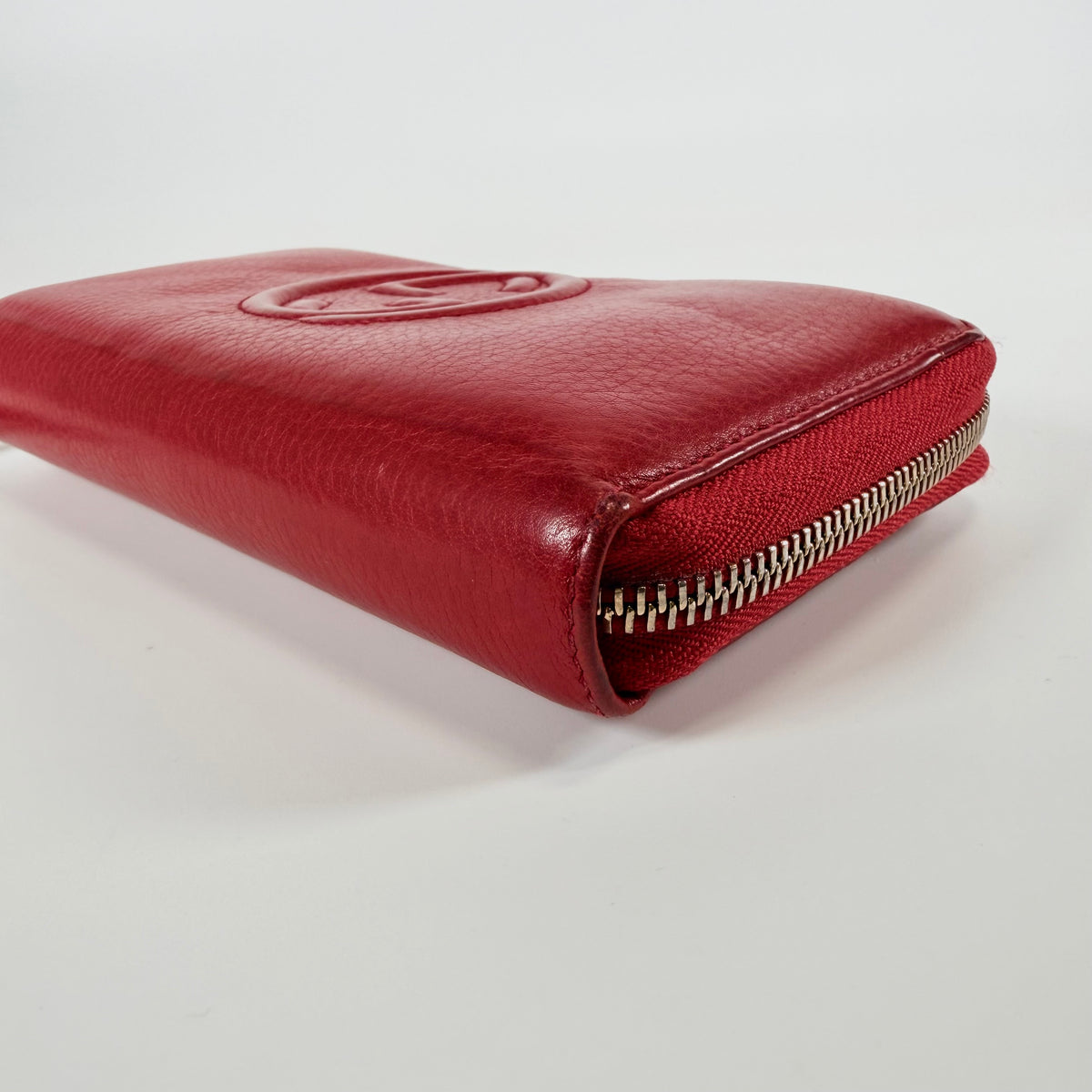 2607 secondhand GUCCI Soho 308280 leather Round Zip Wallet Red