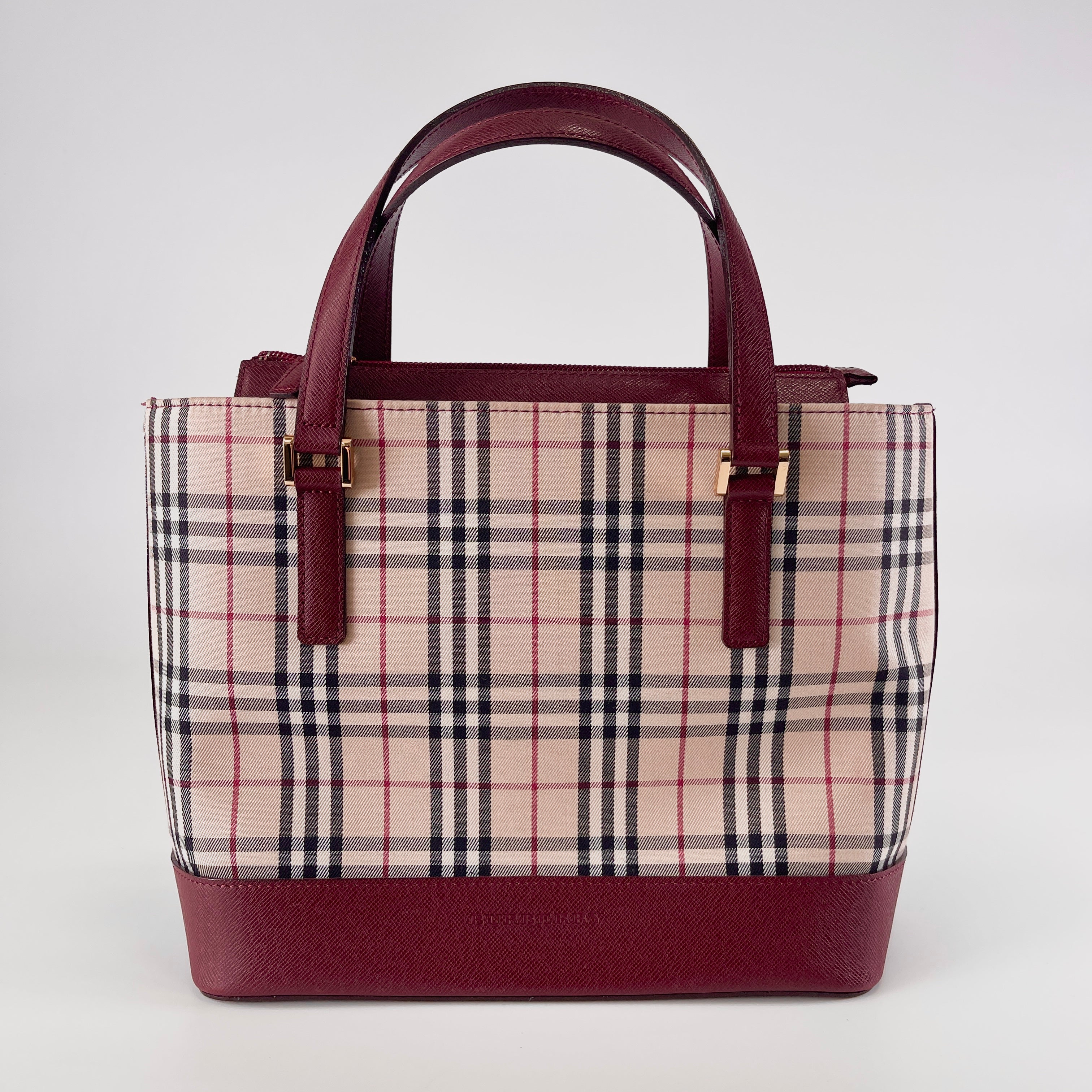 2606 secondhand BURBERRY check hand bag