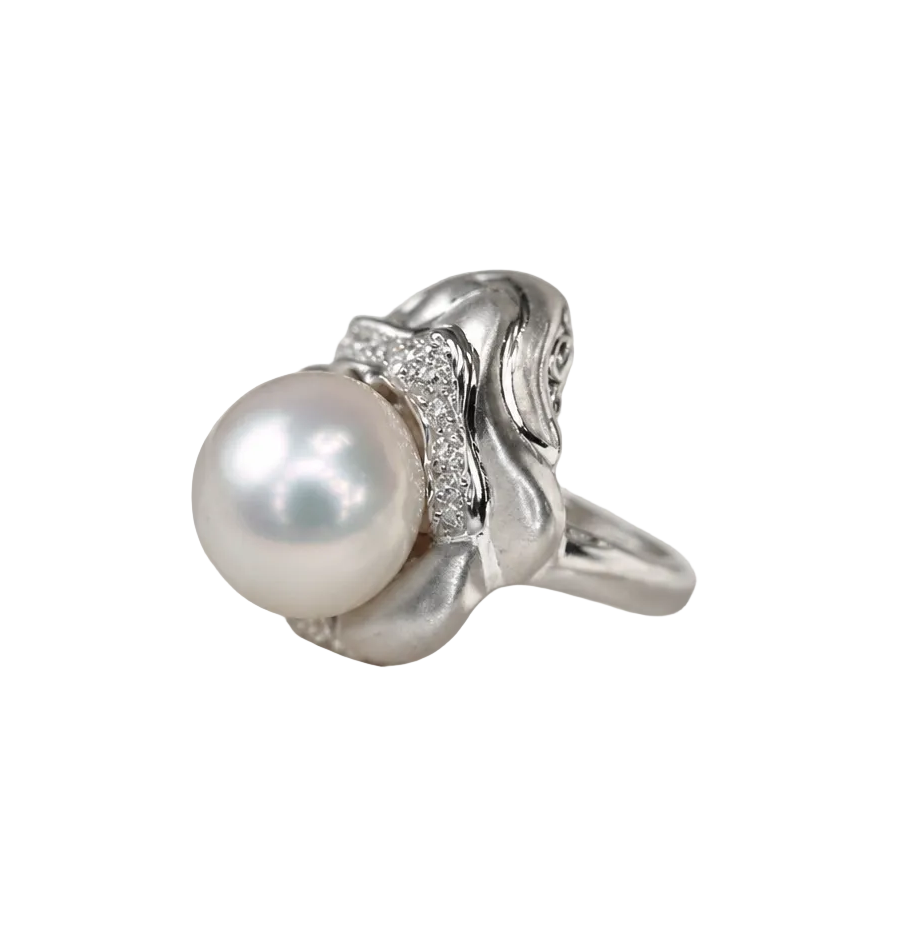 2606 secondhand Pt900 Pearl 12.5mm/D0.30ct 14.67g