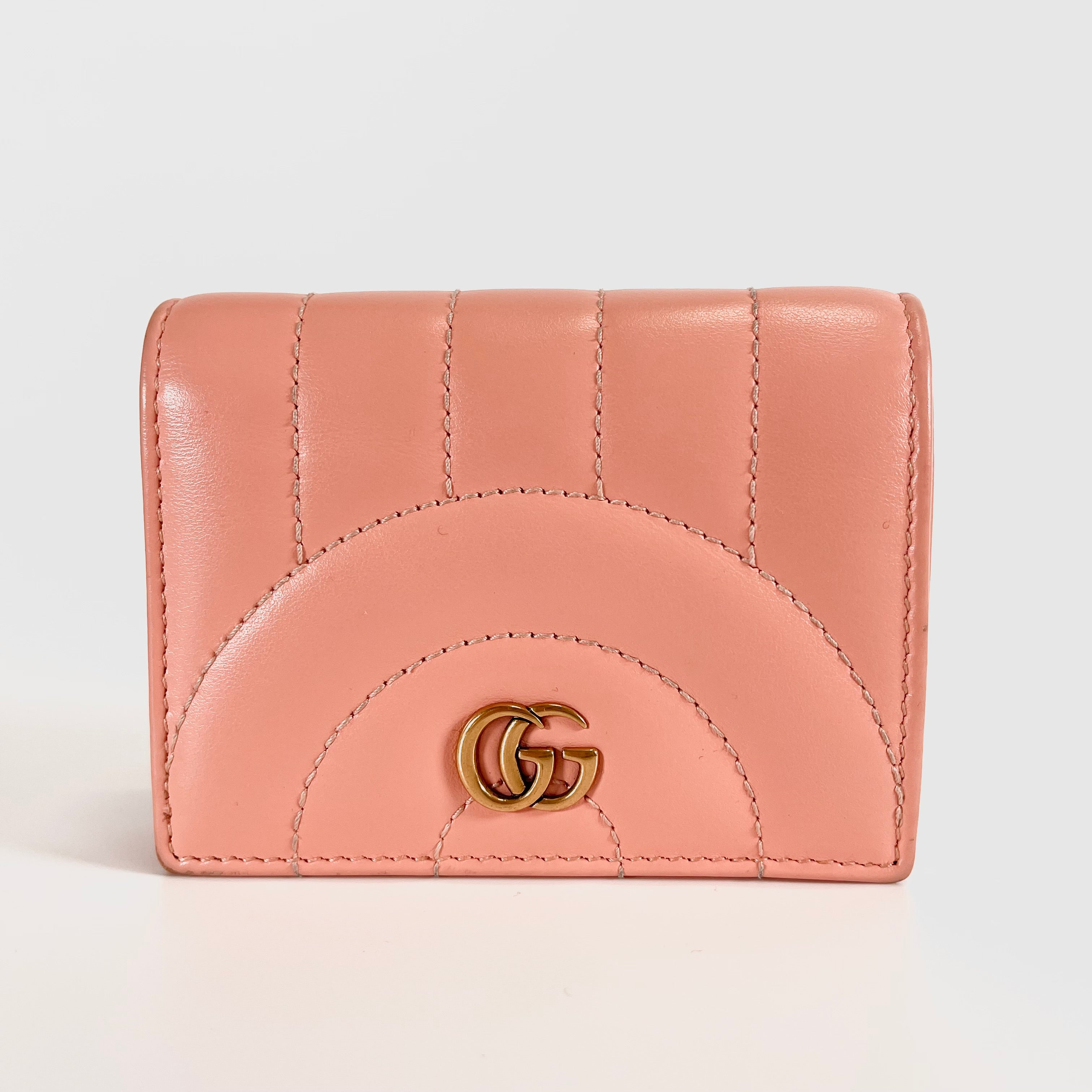 2605 secondhand GUCCI 466492 leather GG Marmont pink