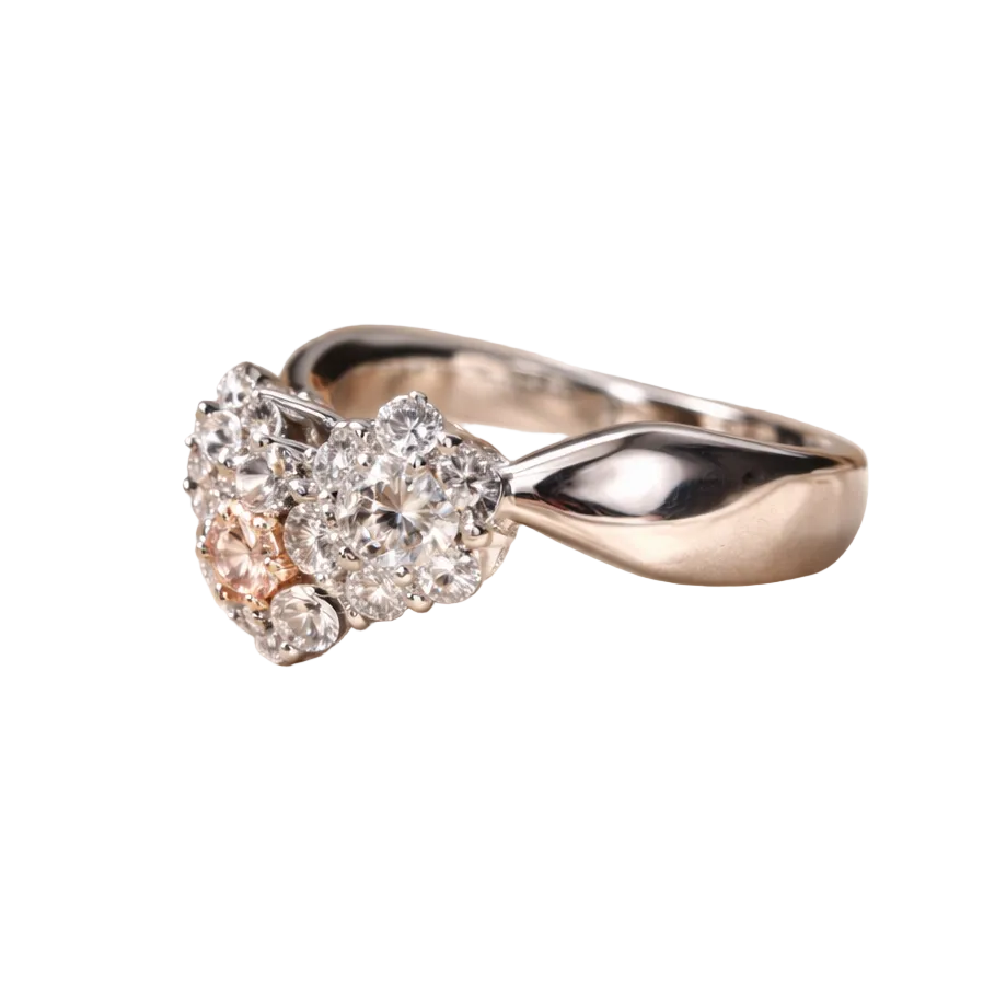 2604 Pt900/K18 Ring FD0.08ct/0.92ct 8g