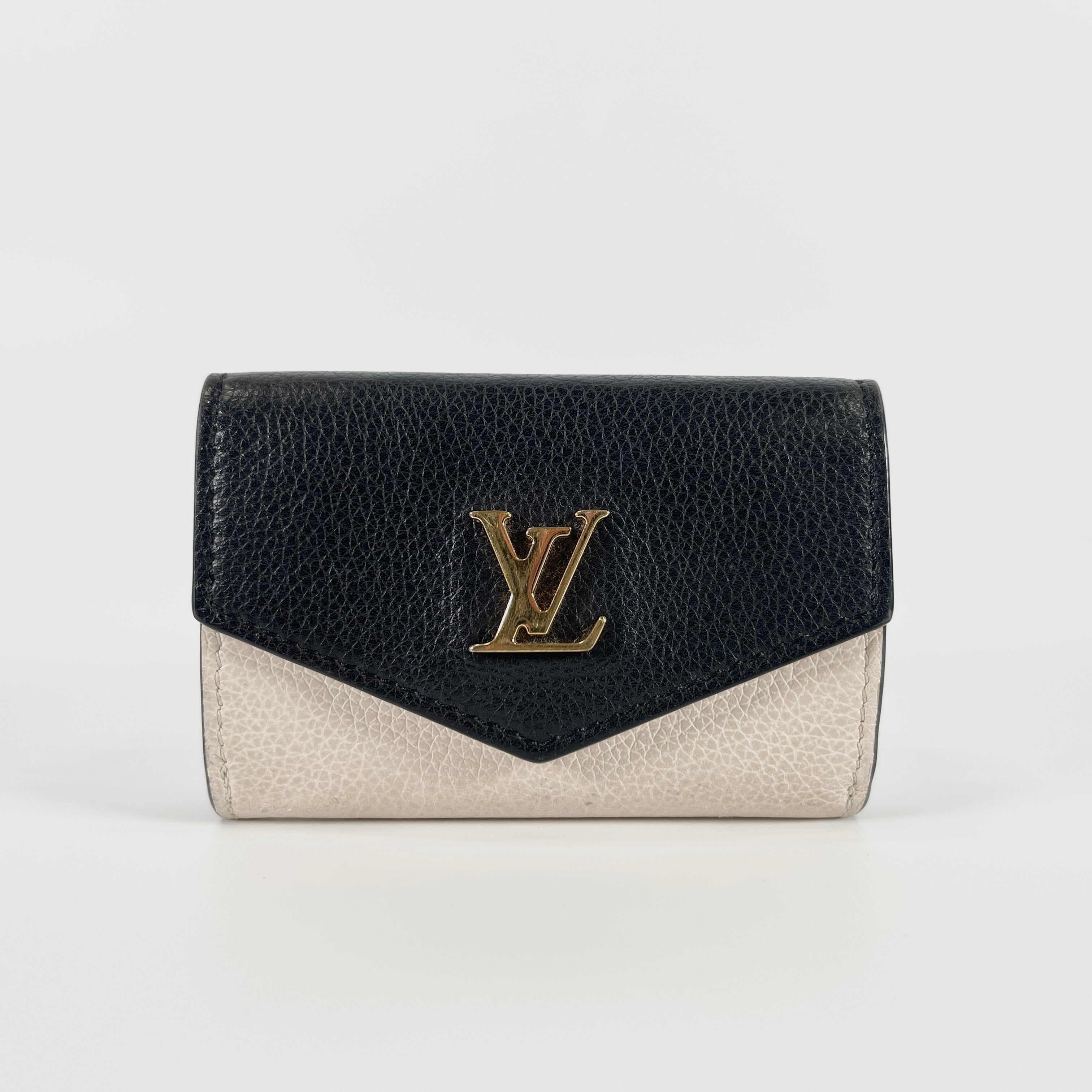 2604 secondhand LV wallet logo Portefeuille rock mini M80984/RFID/ black × white /GD metal fittings / Taurillon leather