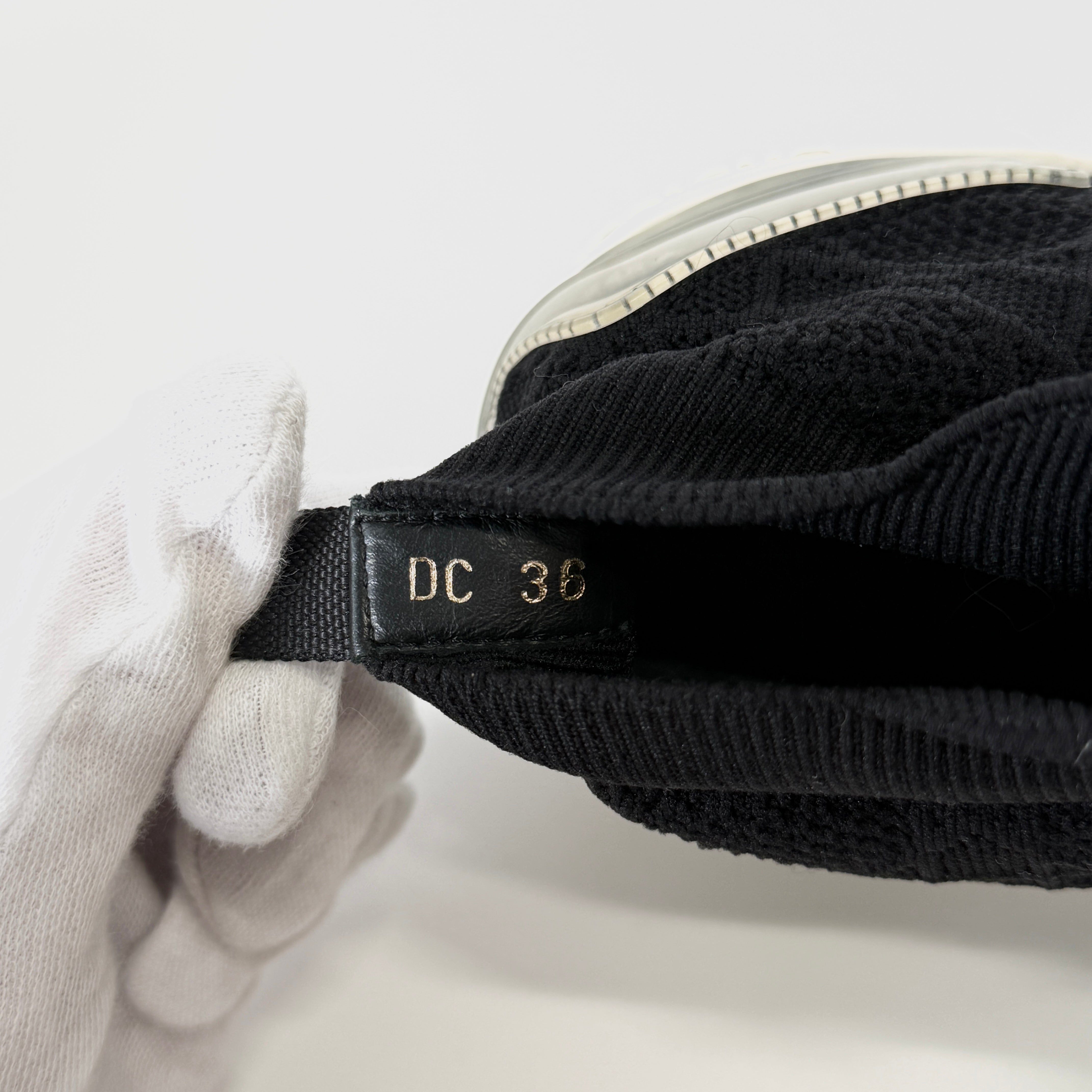 2607 secondhand CD WALK'N'DIOR leather × fabric sneakers 36 Women's black logo knit Cannage