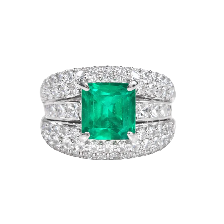 2605 secondhand Pt900 ring Columbia E2.08/D1.50ct 15.36g #15.5