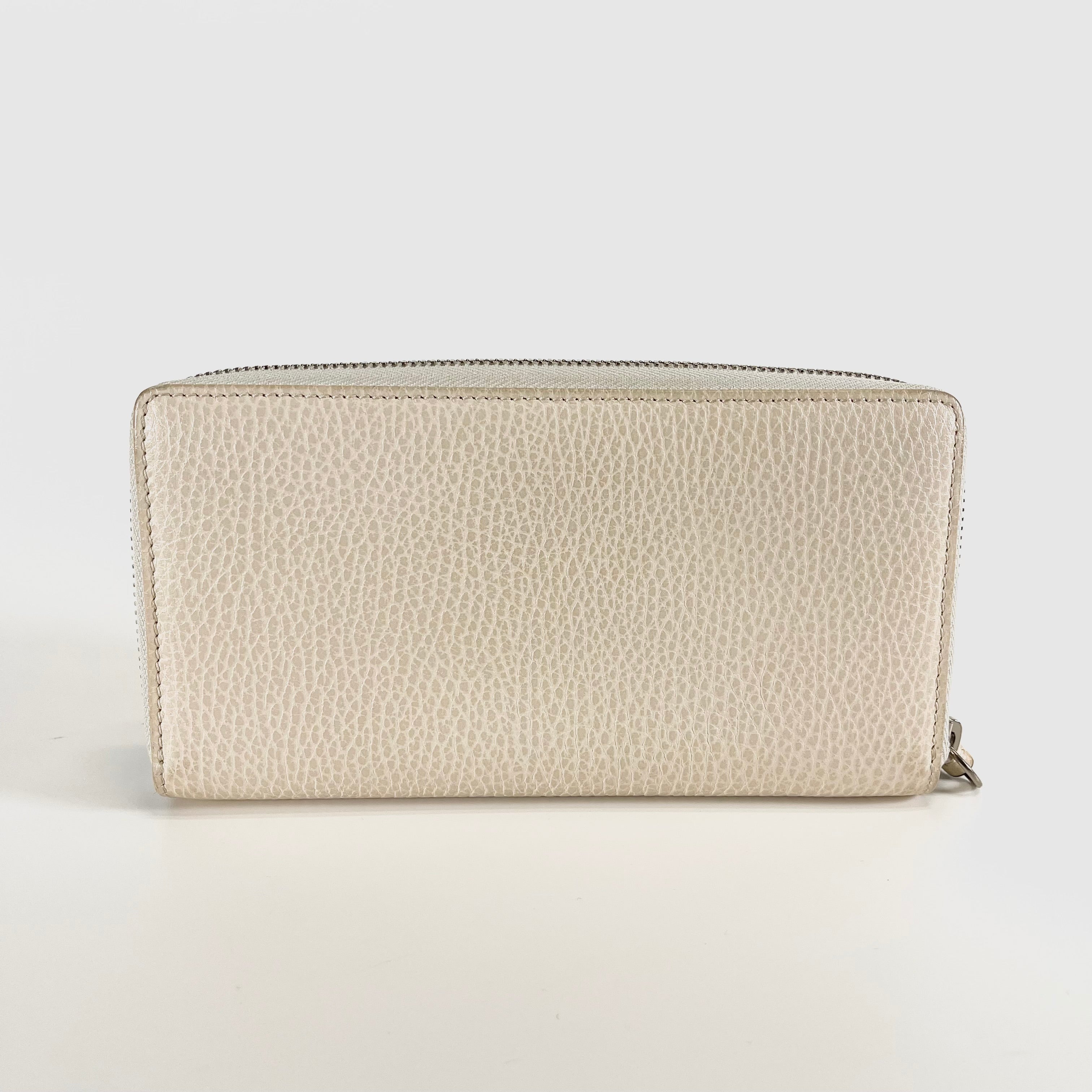 2605 secondhand GUCCI 456117 leather GG Marmont Long Wallet white 496334