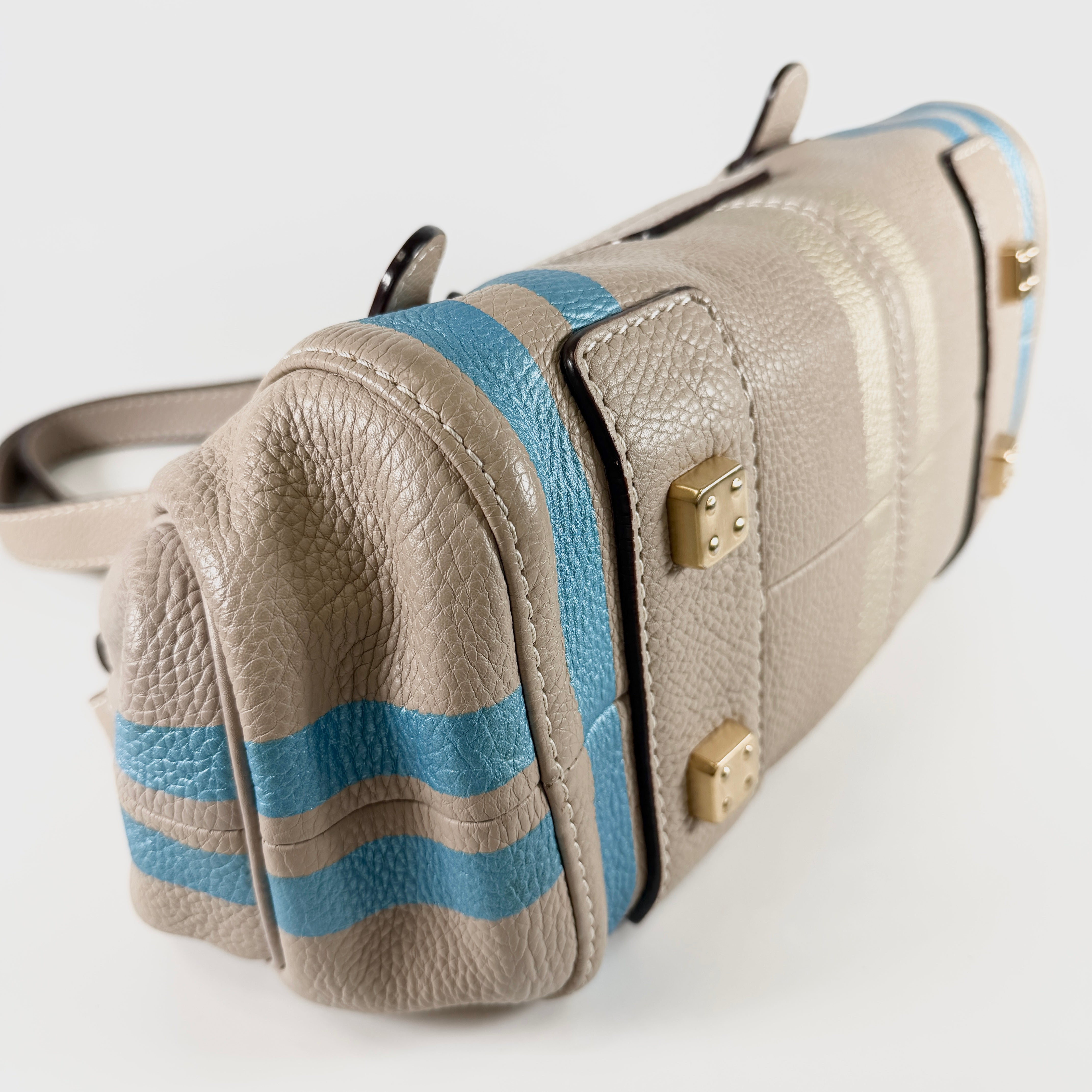 2606 secondhand LOEWE load bag leather Shoulder bag beige × blue