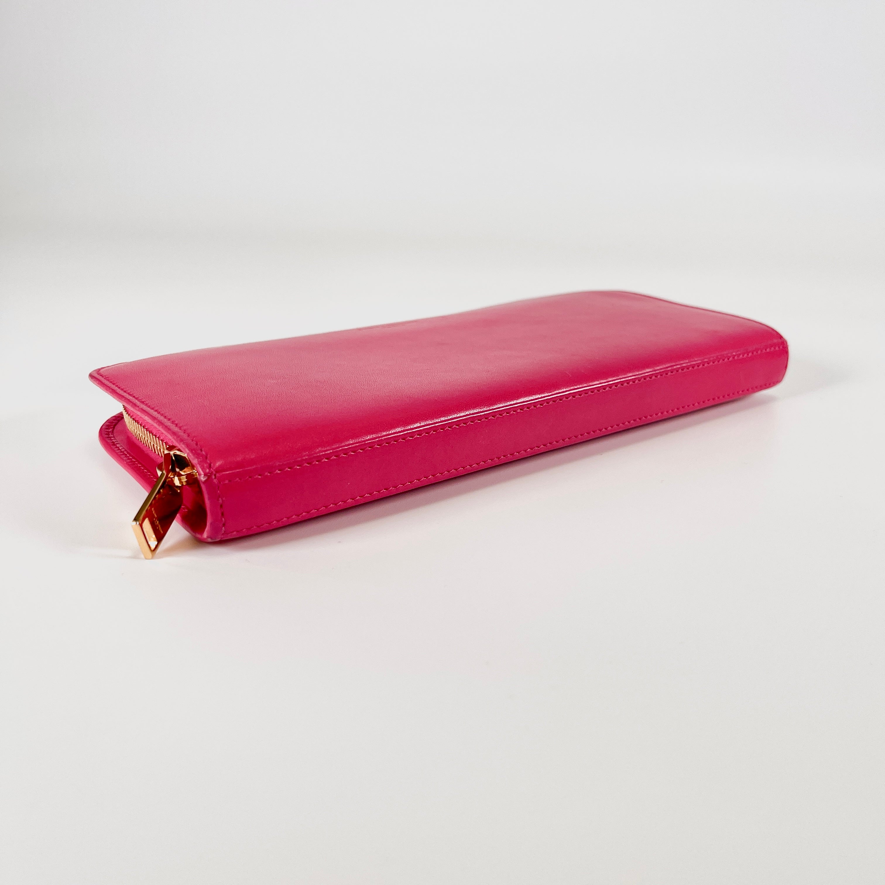2603 secondhand SAINTLAURENT ★ leather round fastener Long wallet pink