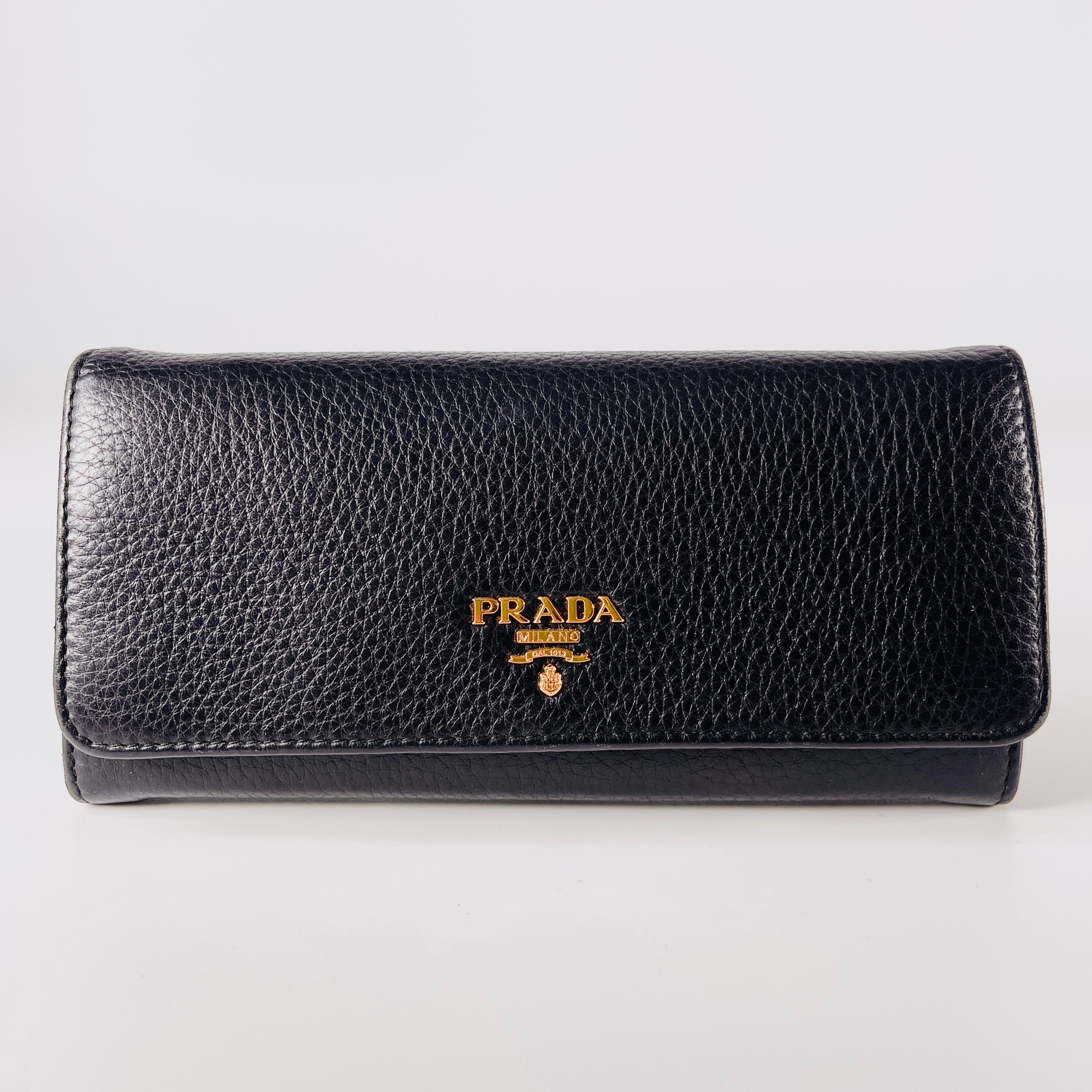 2605 secondhand PRADA 1MH132 leather Long Wallet black