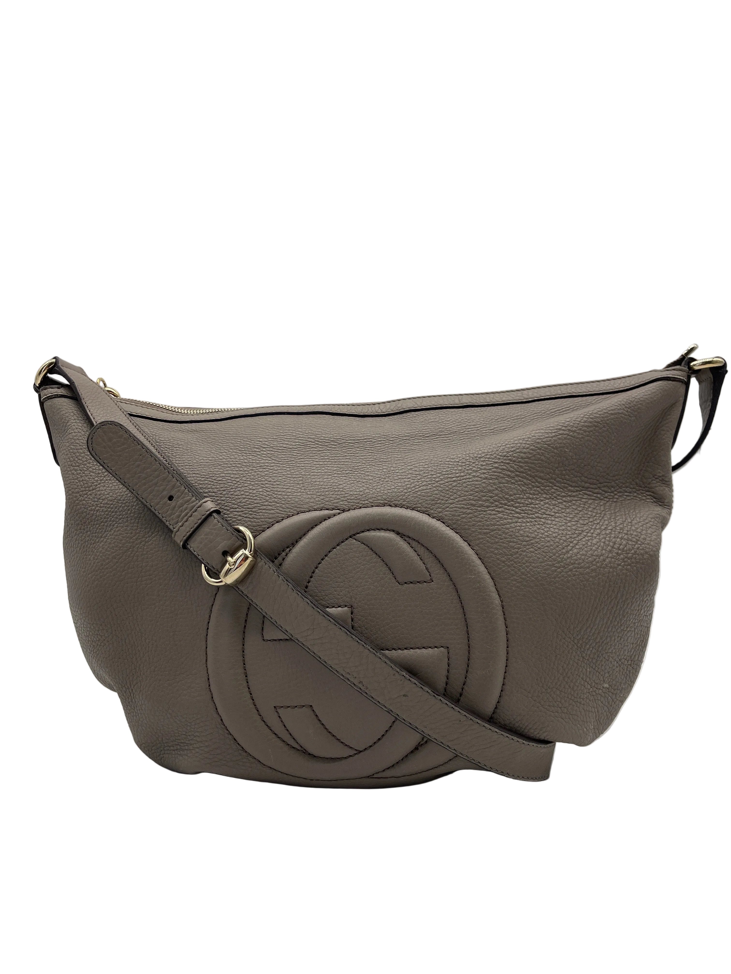 2510 GUCCI Shoulder Bag Soho Fringe Leather Gray