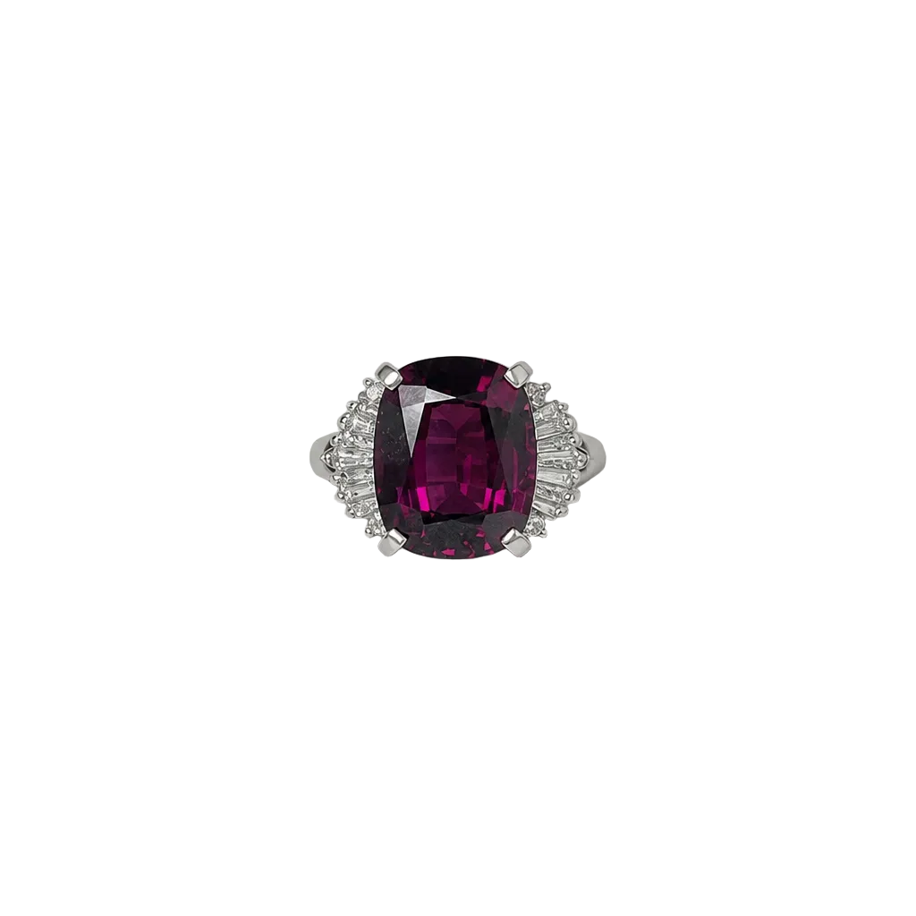 2607 secondhand ring Rhodolite Garnet 8.27ct D 0.56ct Total 9g