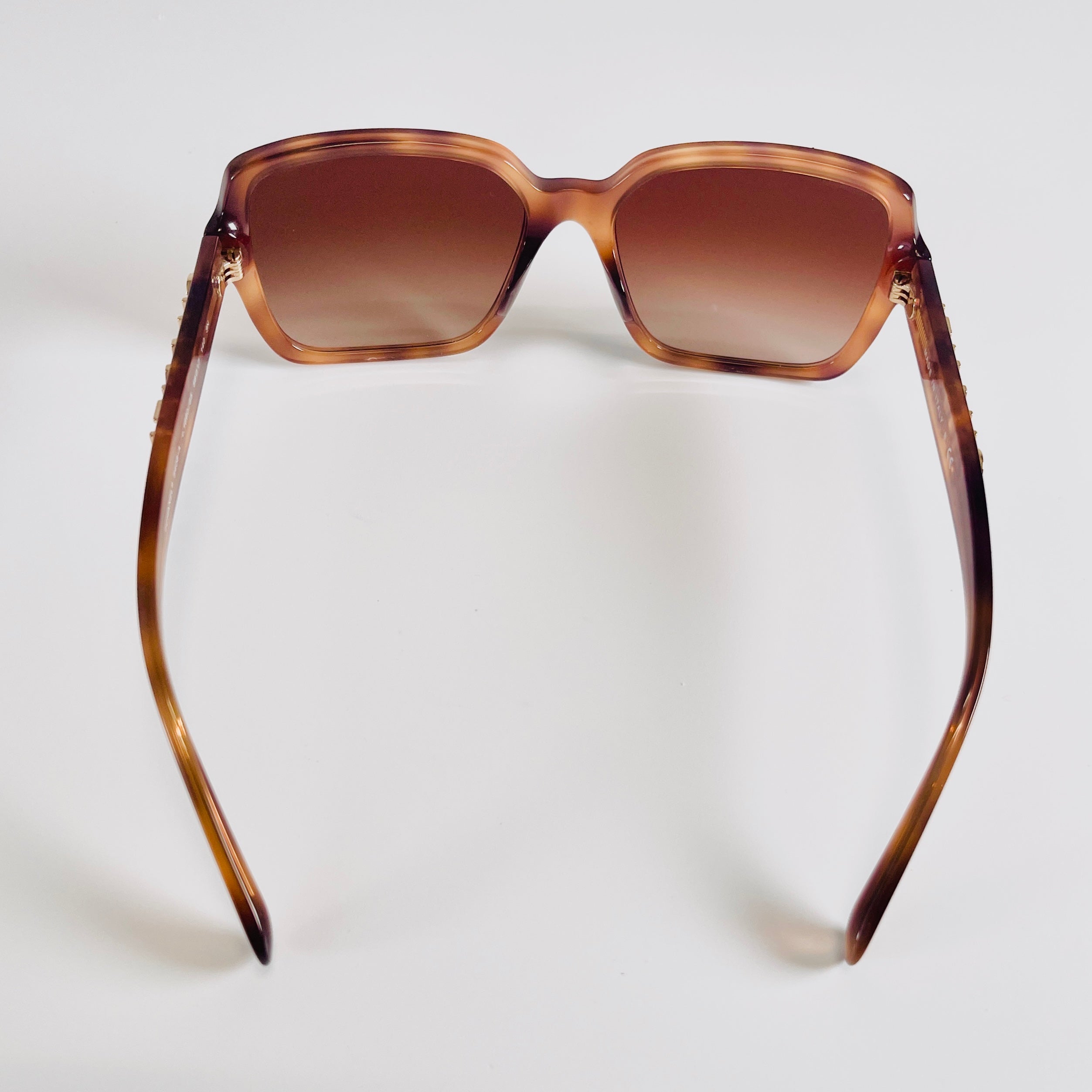 2604 secondhand CHANEL 5408 A logo sunglasses 56□17 plastic ×GP Brown × gold