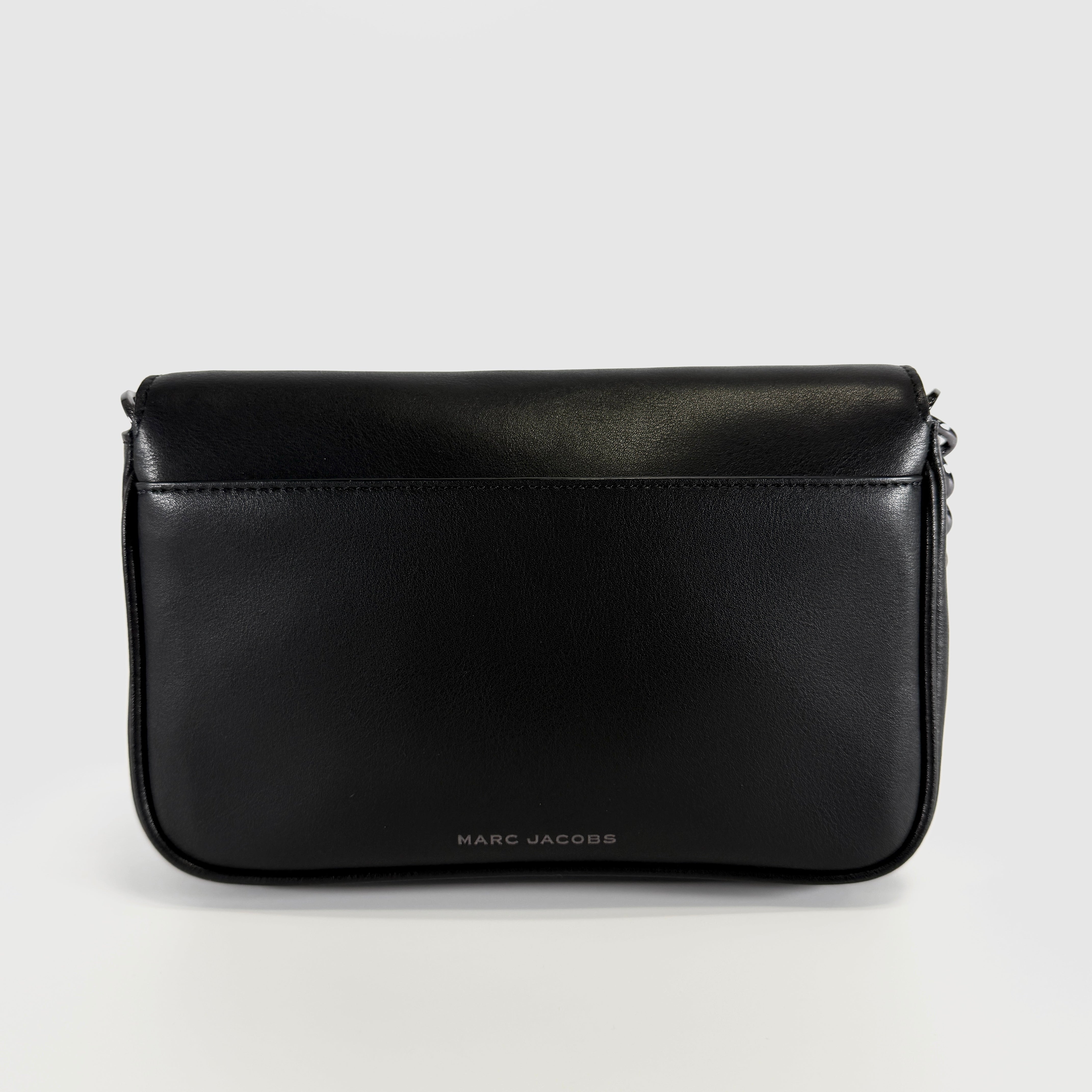 2607 secondhand MARCJACOBS black leather Chain Shoulder Bag