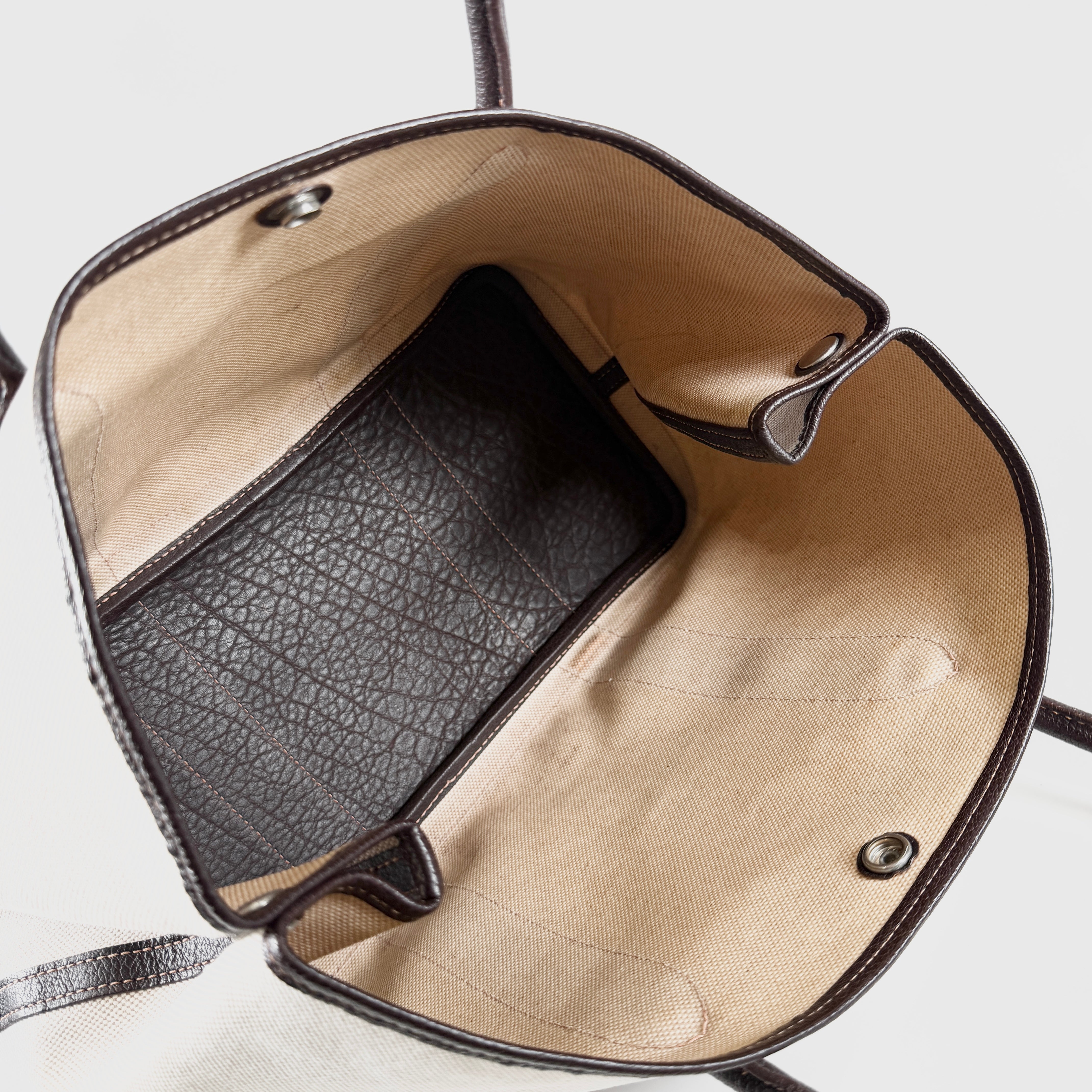 2606 secondhand HERMES Toile H / leather Garden Party PM Brown □G time Silver metal fittings