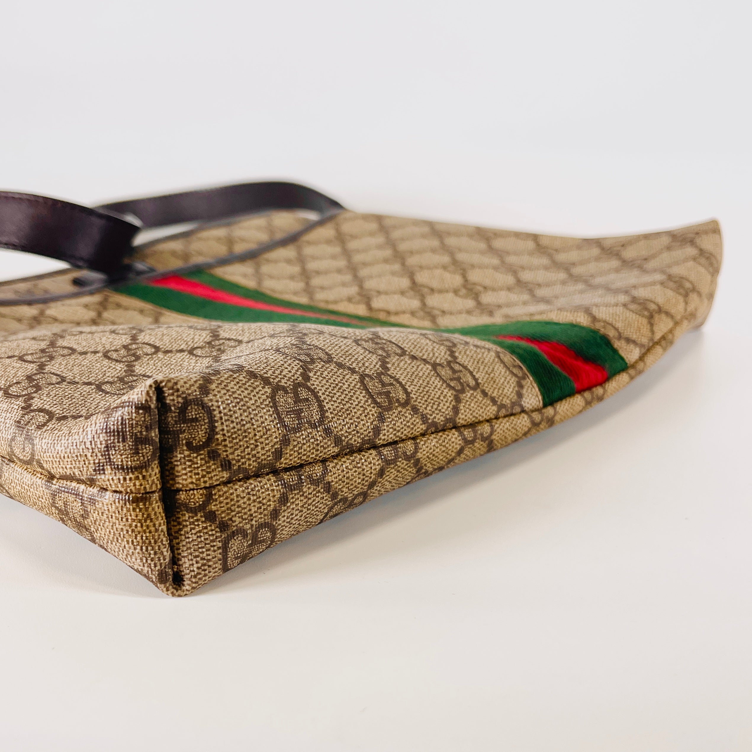 2608 secondhand GUCCI GG canvas canvas × leather Shoulder bag beige Brown 388926 Outlet mark