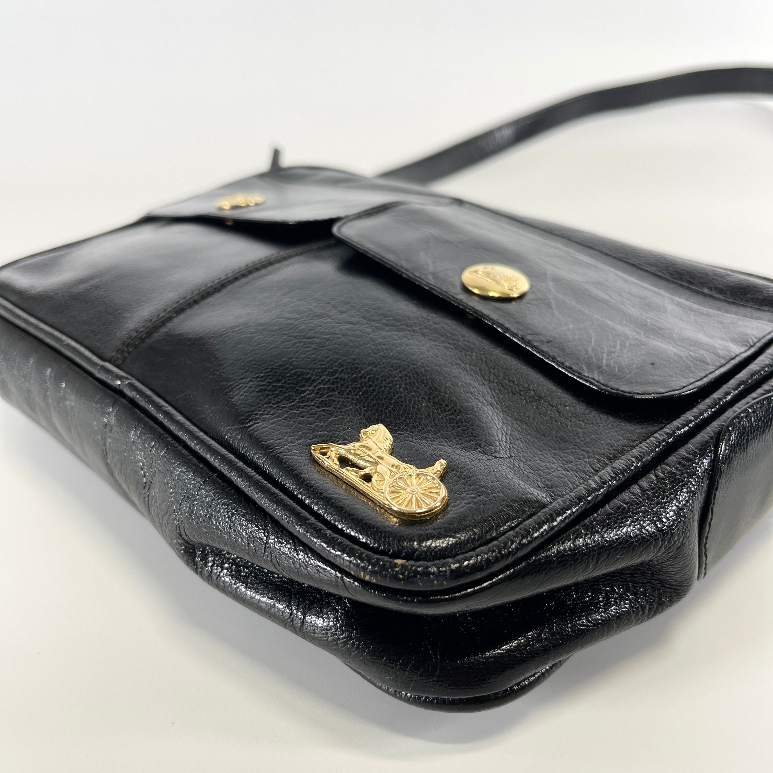2605 secondhand CELINE leather Shoulder bag black