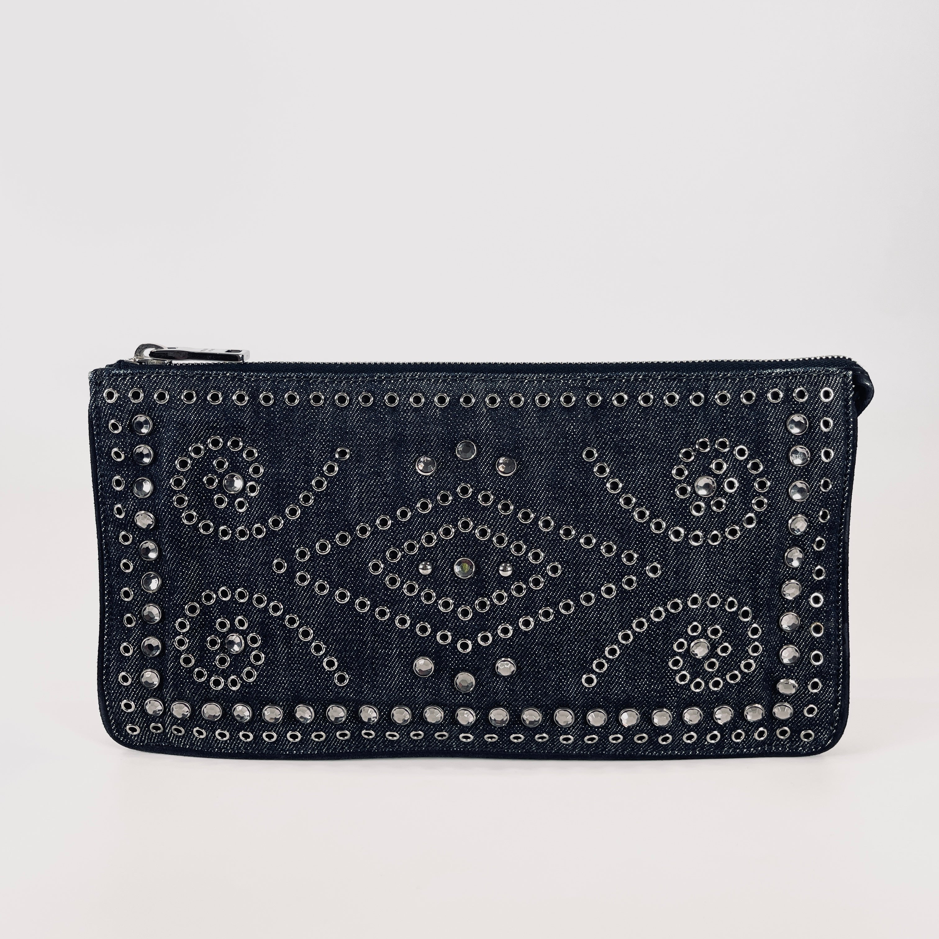 2606 secondhand PRADA denim Clutch Bag