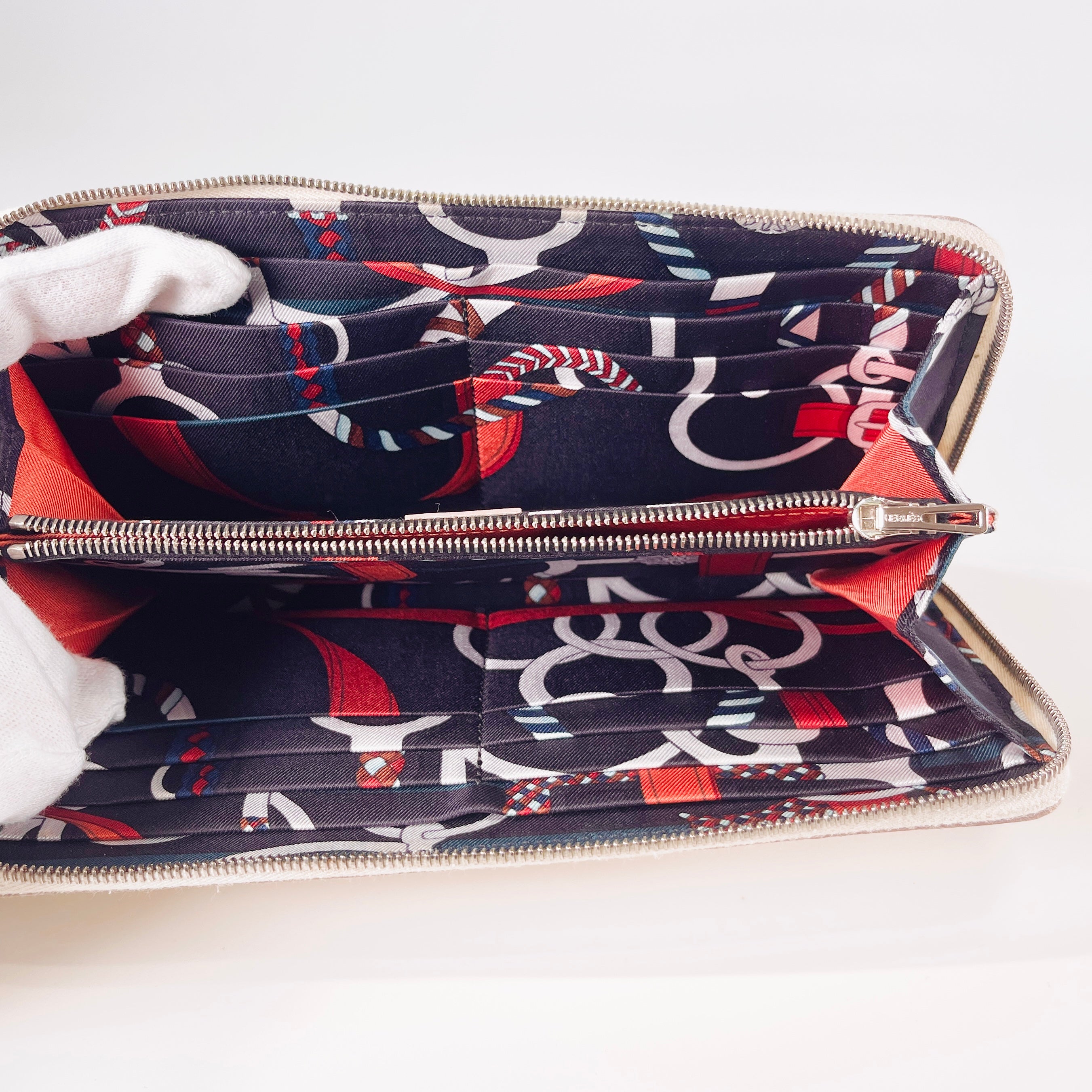 2604 secondhand HERMES wallet Azap long Y time mark / orange /P metal fittings /※ Epson