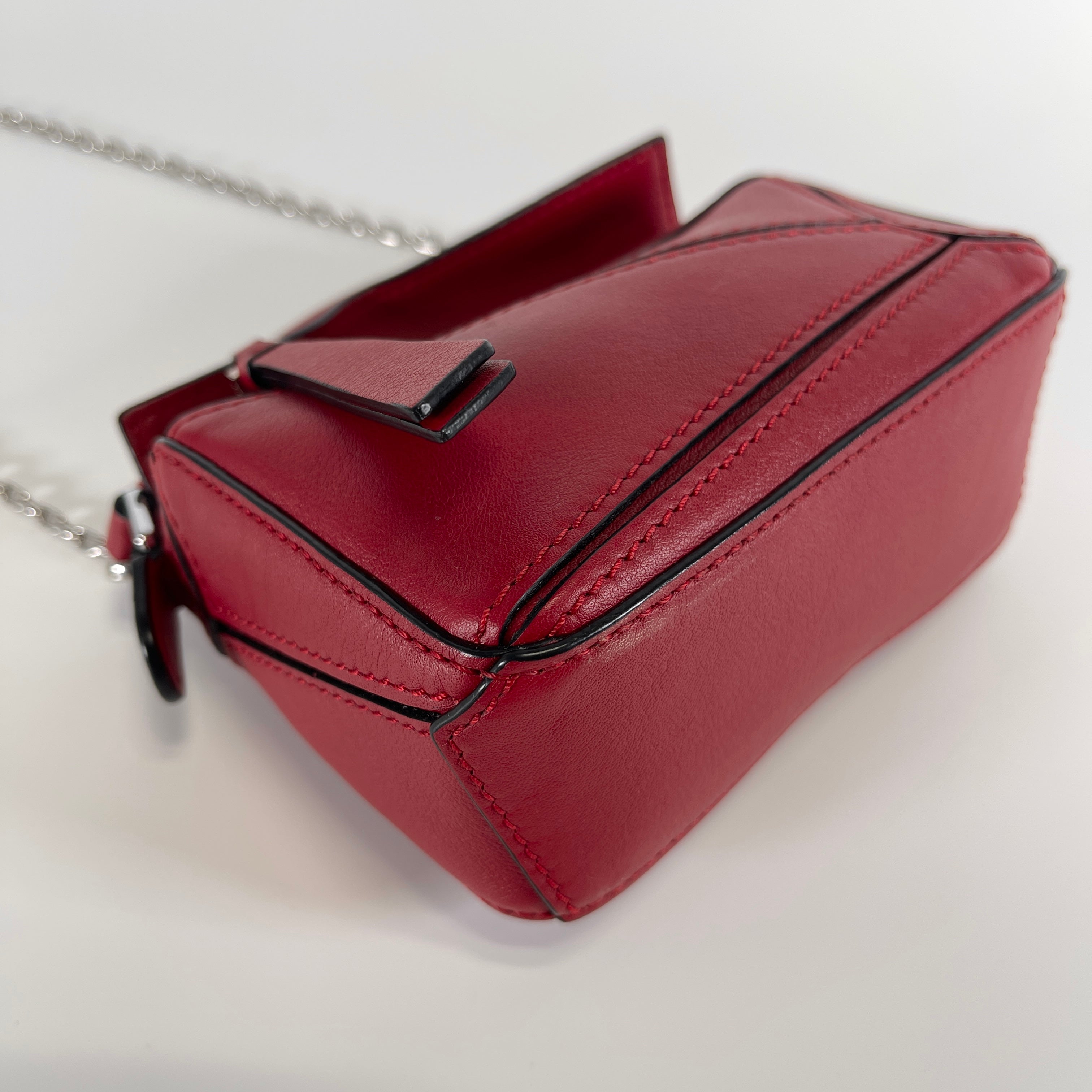 2605 secondhand LOEWE Nano Puzzle leather 2WAY hand bag Red