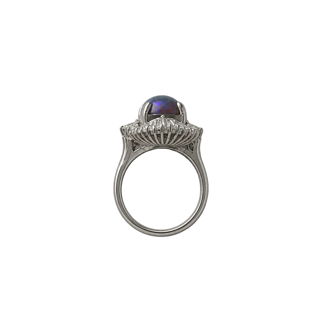 2607 secondhand Pt900 ring BK Opal 5.84ct D 1.69ct Total 10.74g