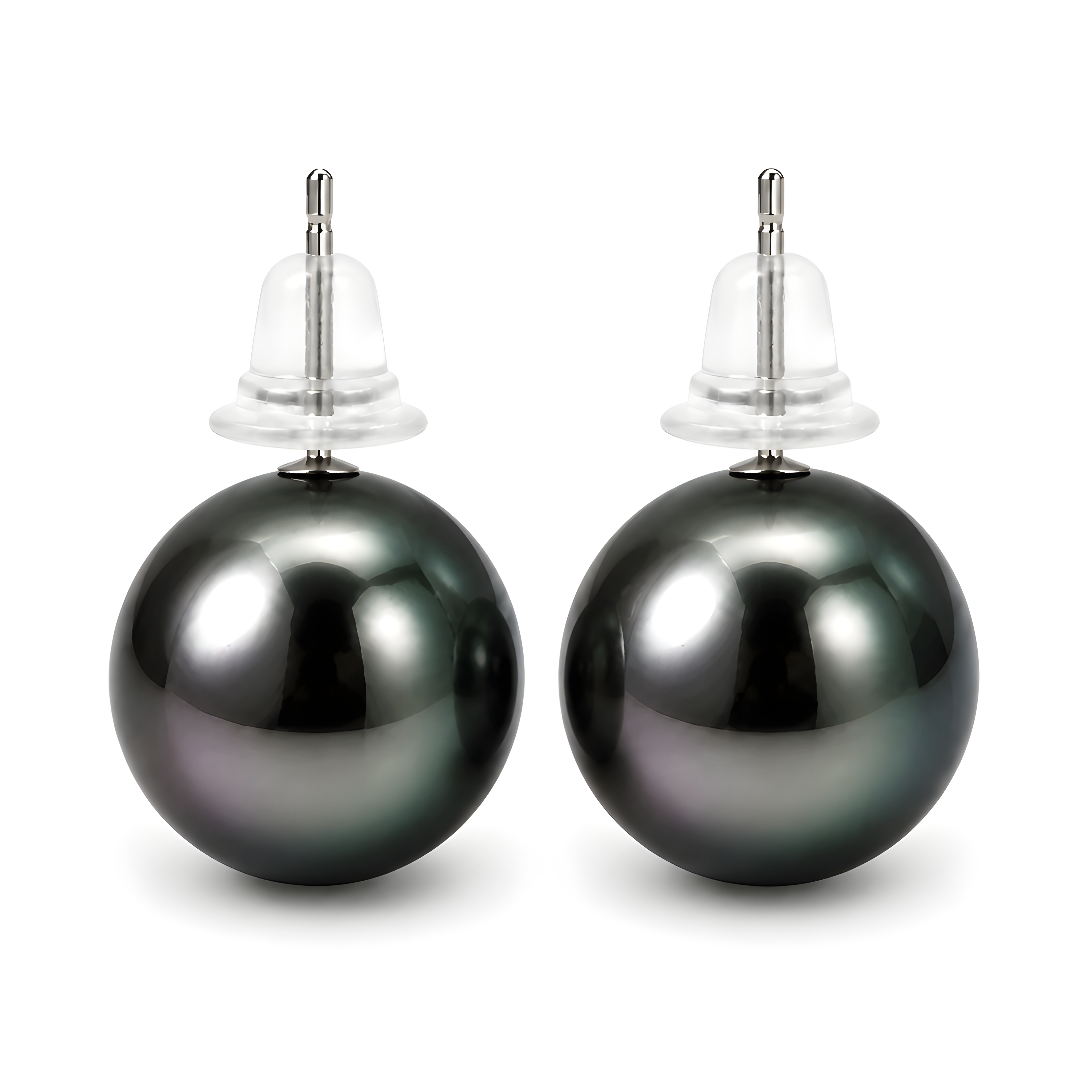 2608 secondhand K14WG black Pearl earrings 11~12mm