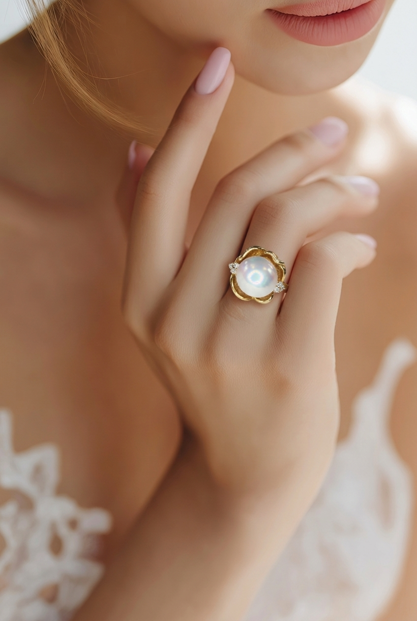 2602 secondhand ring K18 Pearl ct: ct:0.14 g:10.5 12mm
