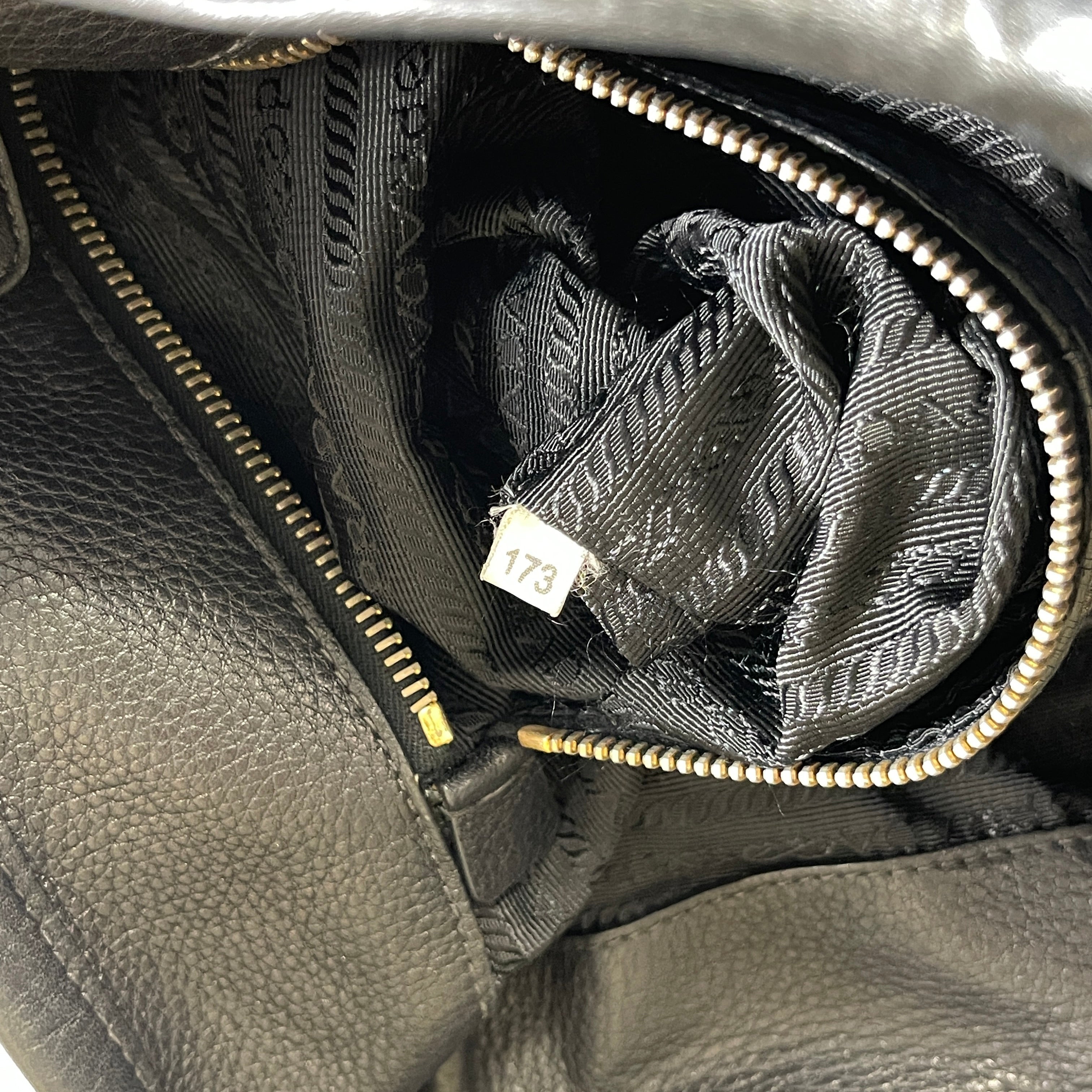 2604 secondhand PRADA 2WAY nylon Tote black × gold