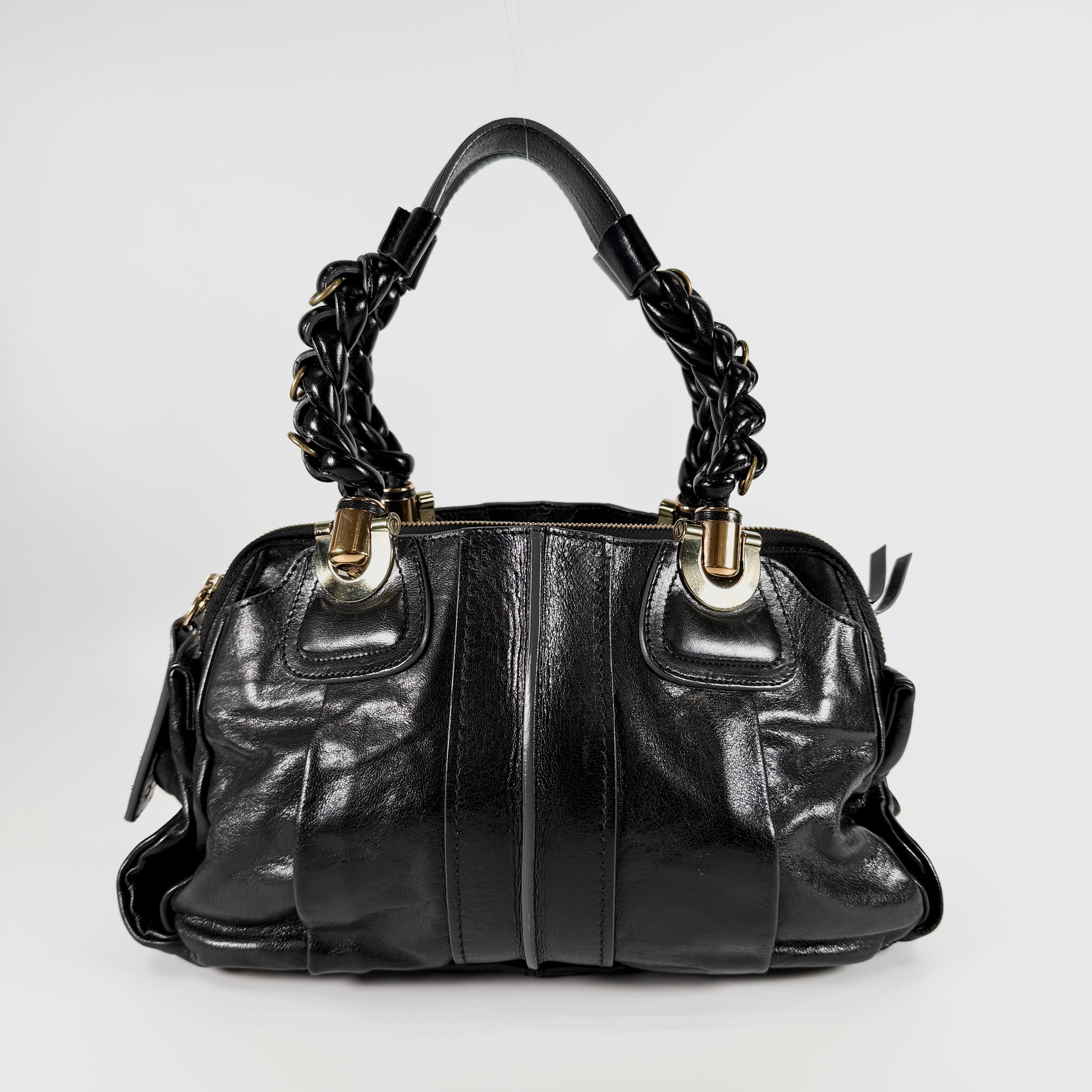 2606 secondhand Chloe Roy leather hand bag black