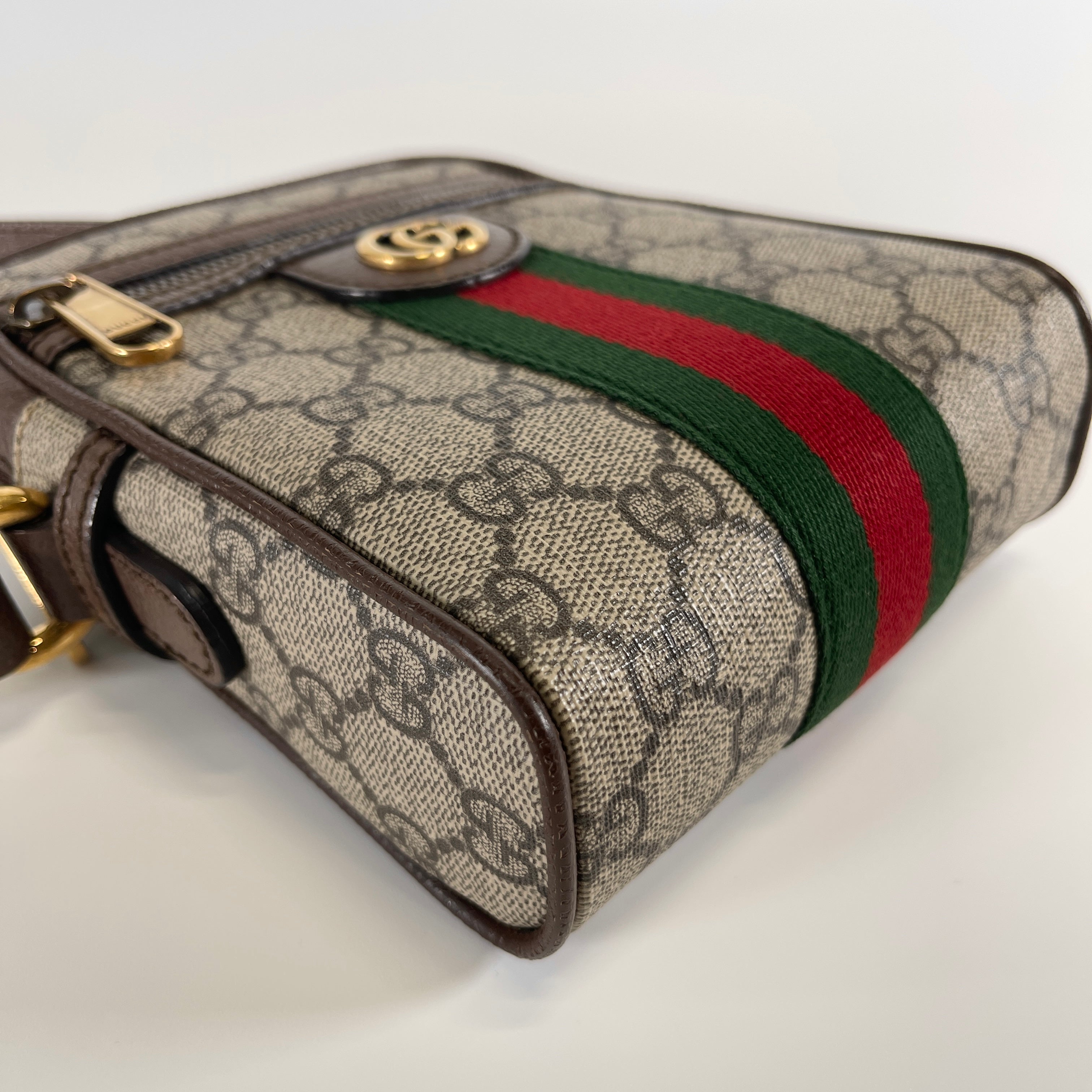 2605 secondhand GUCCI GG Supreme Ophidia PVC× leather Shoulder bag Brown 598127