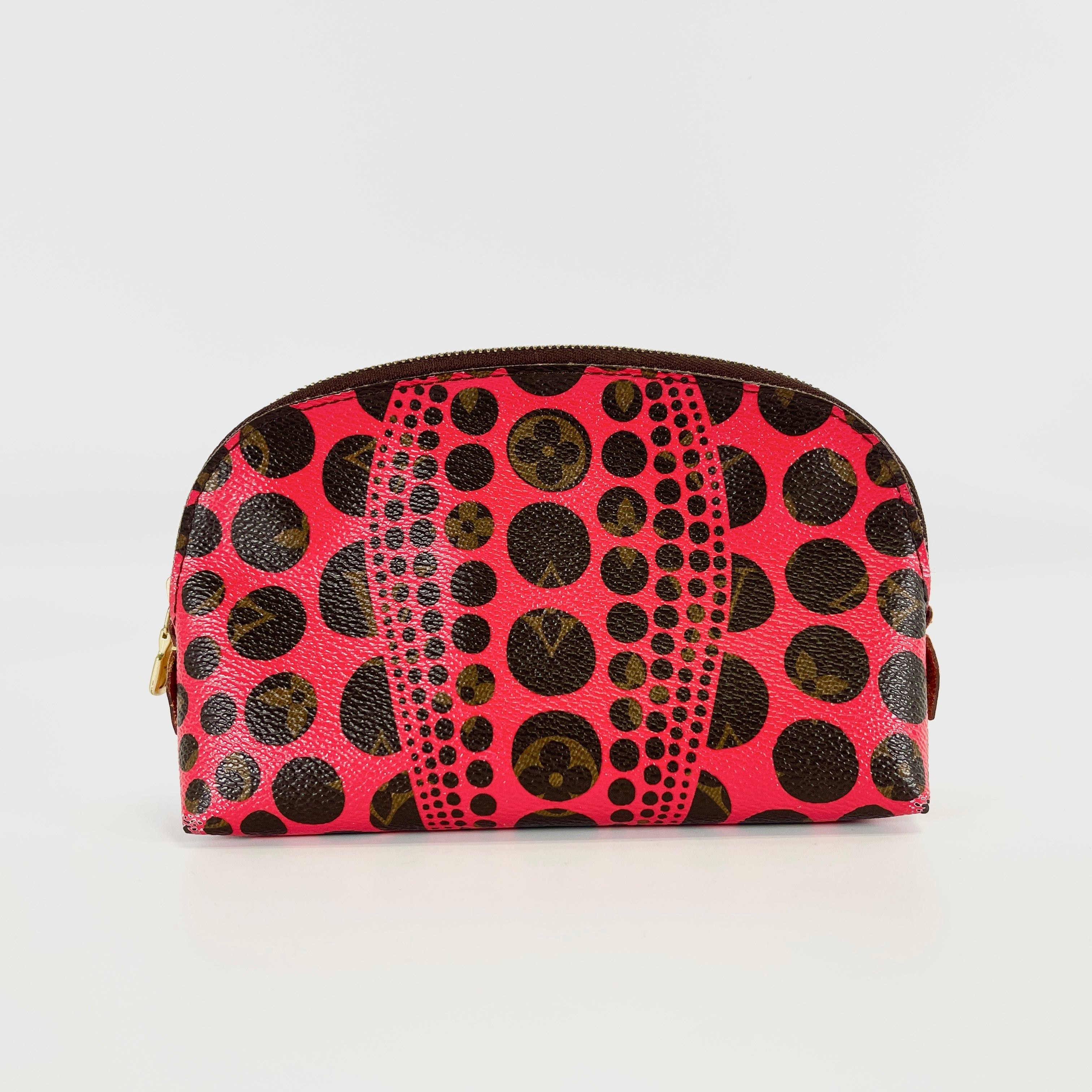 2603 secondhand LV pouch M47347 leather Yayoi Kusama Pochette Cosmetics CA2142 Rouge 117