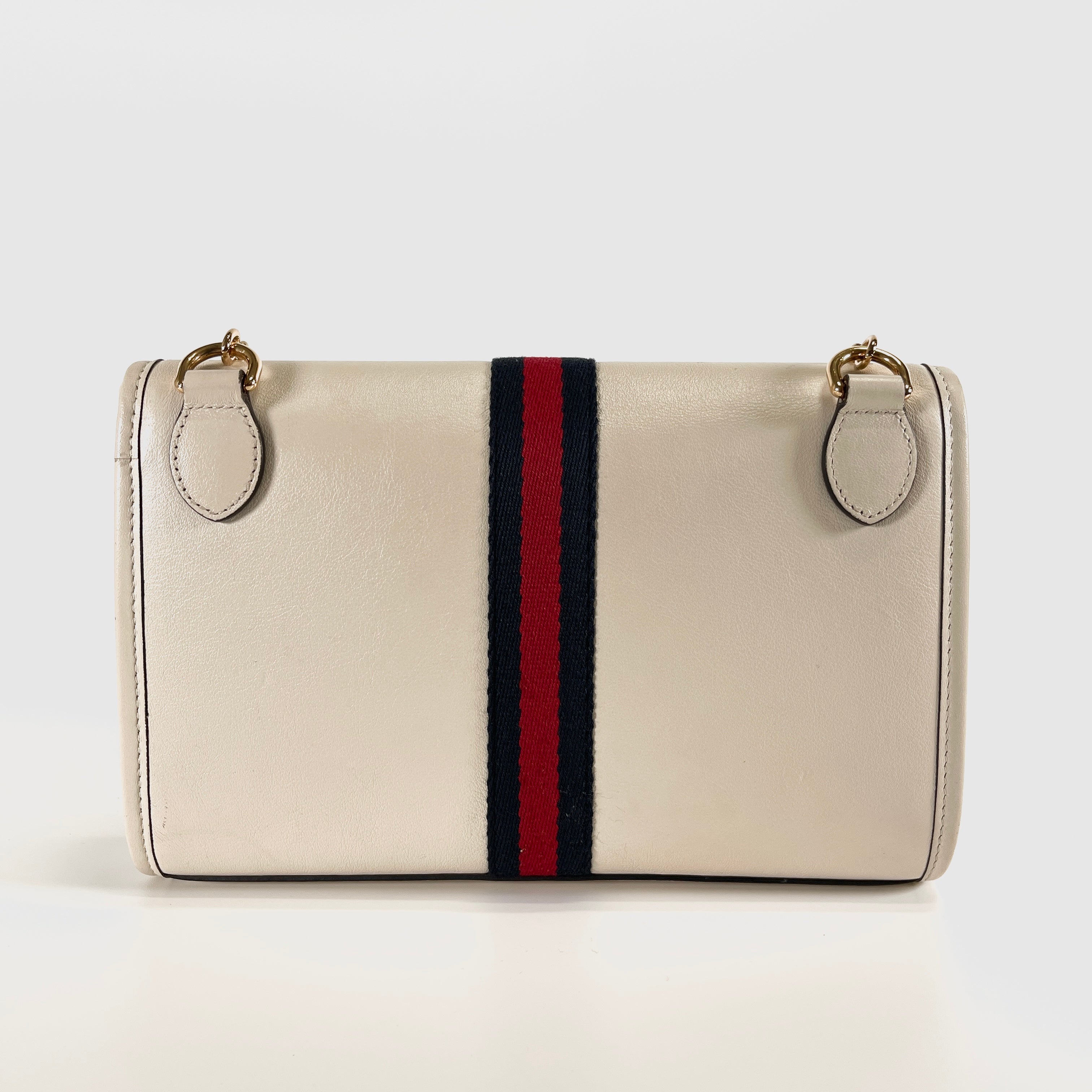 2605 secondhand GUCCI Tiger Head leather Chain Shoulder Bag white 570145