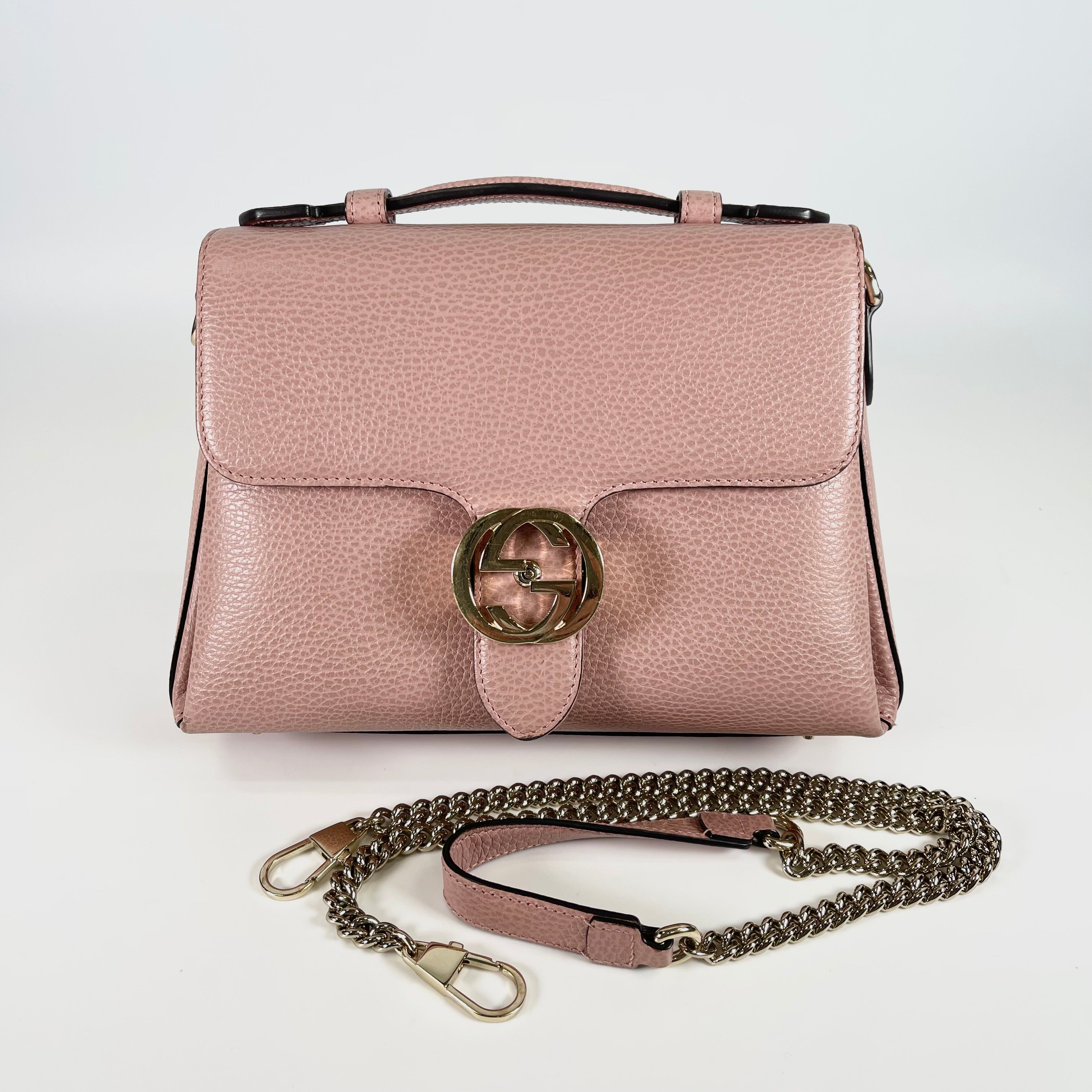 2602 secondhand GUCCI Interlocking G leather 2WAY hand bag pink 510302 Outlet mark