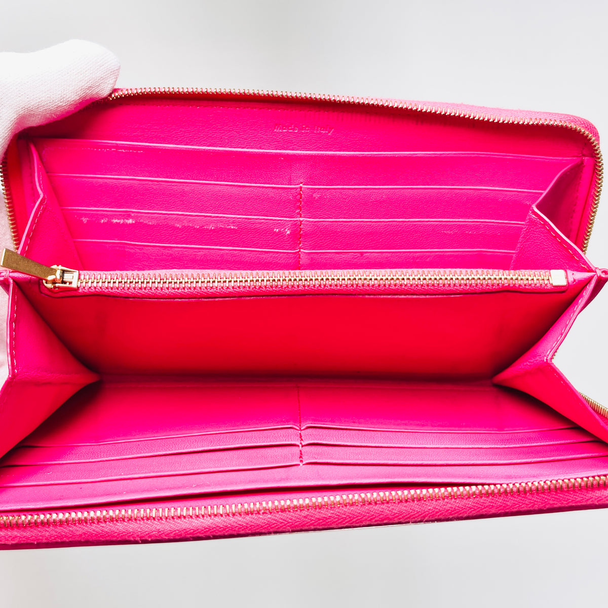 2605 secondhand CELINE leather Long Wallet pink Greige