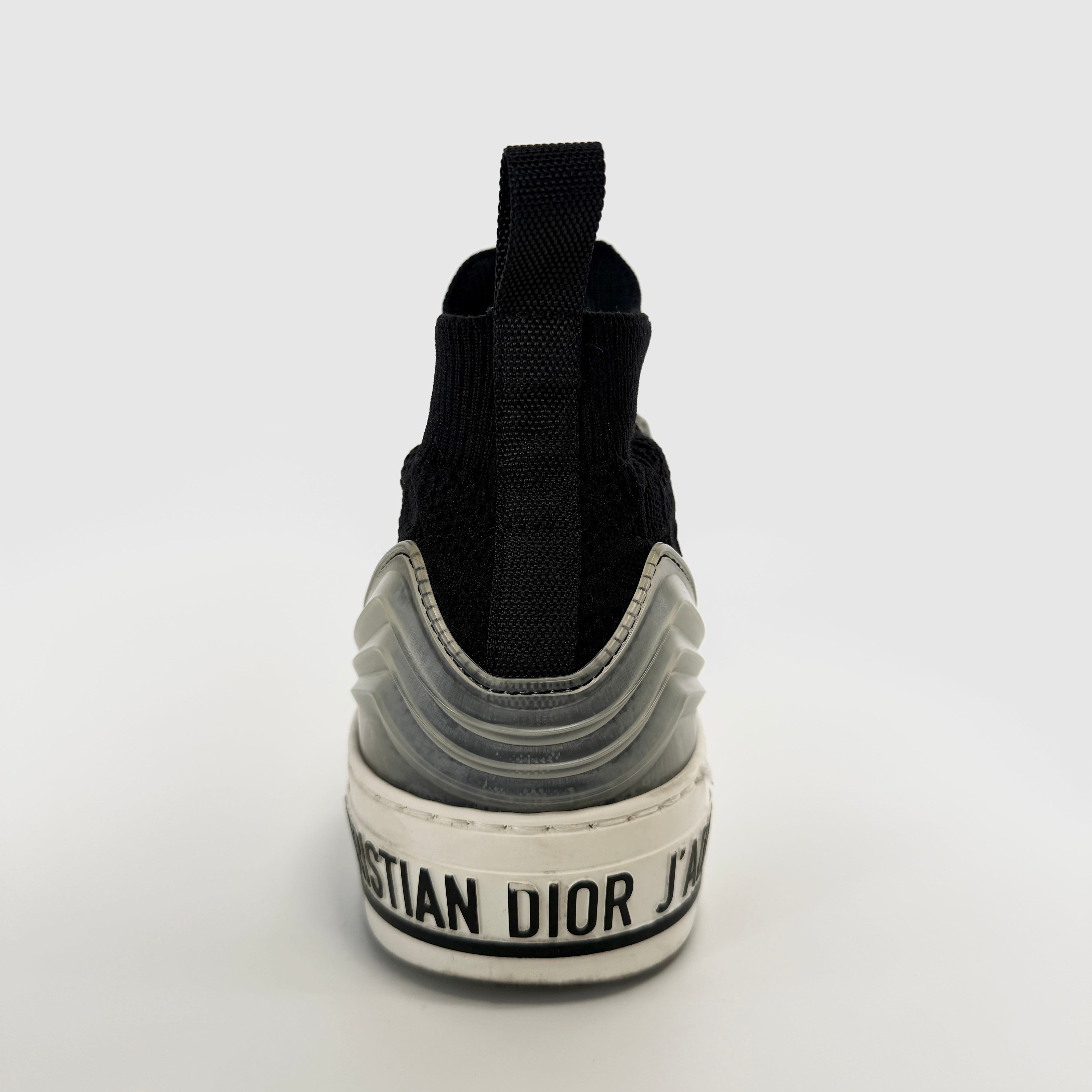 2607 secondhand CD WALK'N'DIOR leather × fabric sneakers 36 Women's black logo knit Cannage