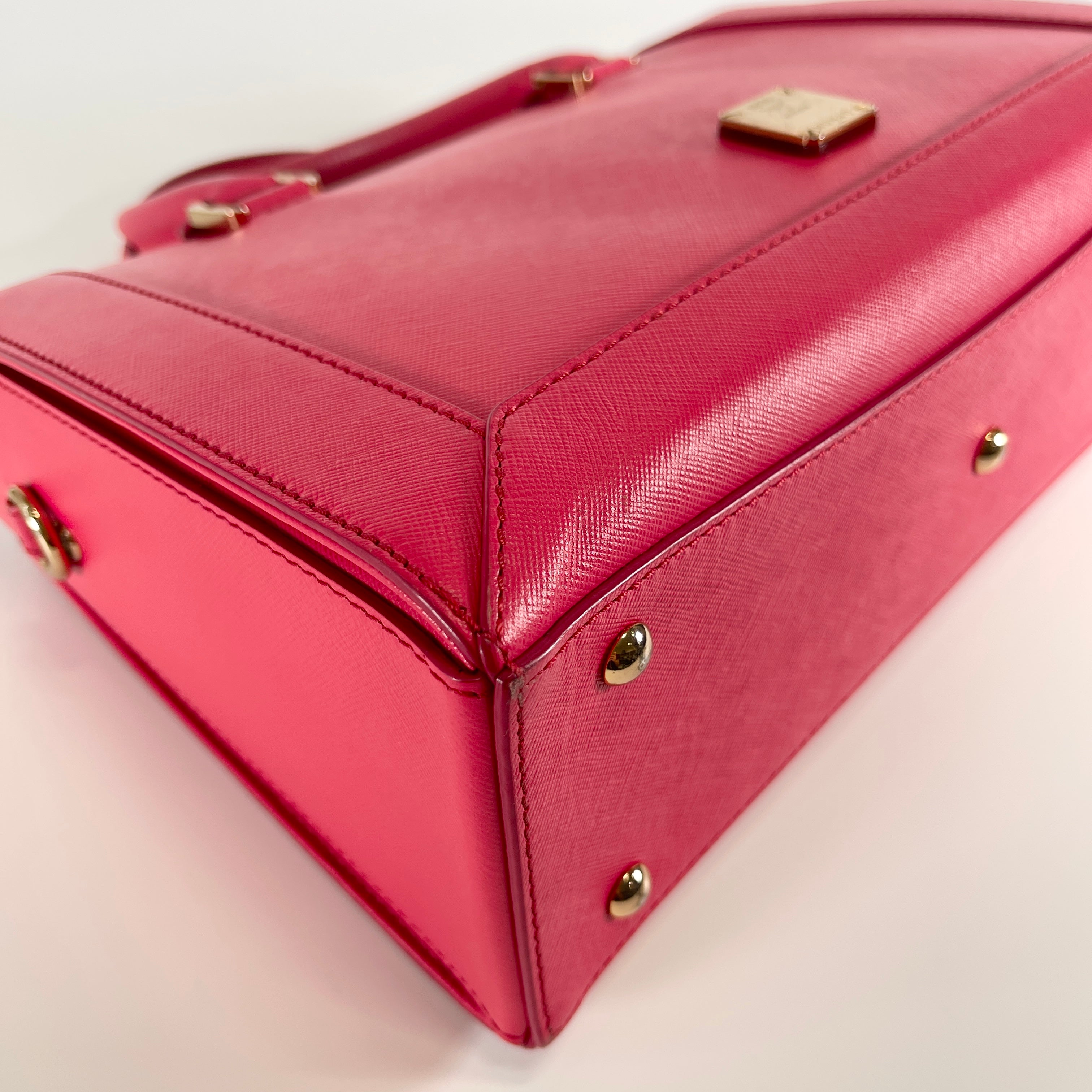 2605 secondhand MCM leather 2WAY hand bag pink