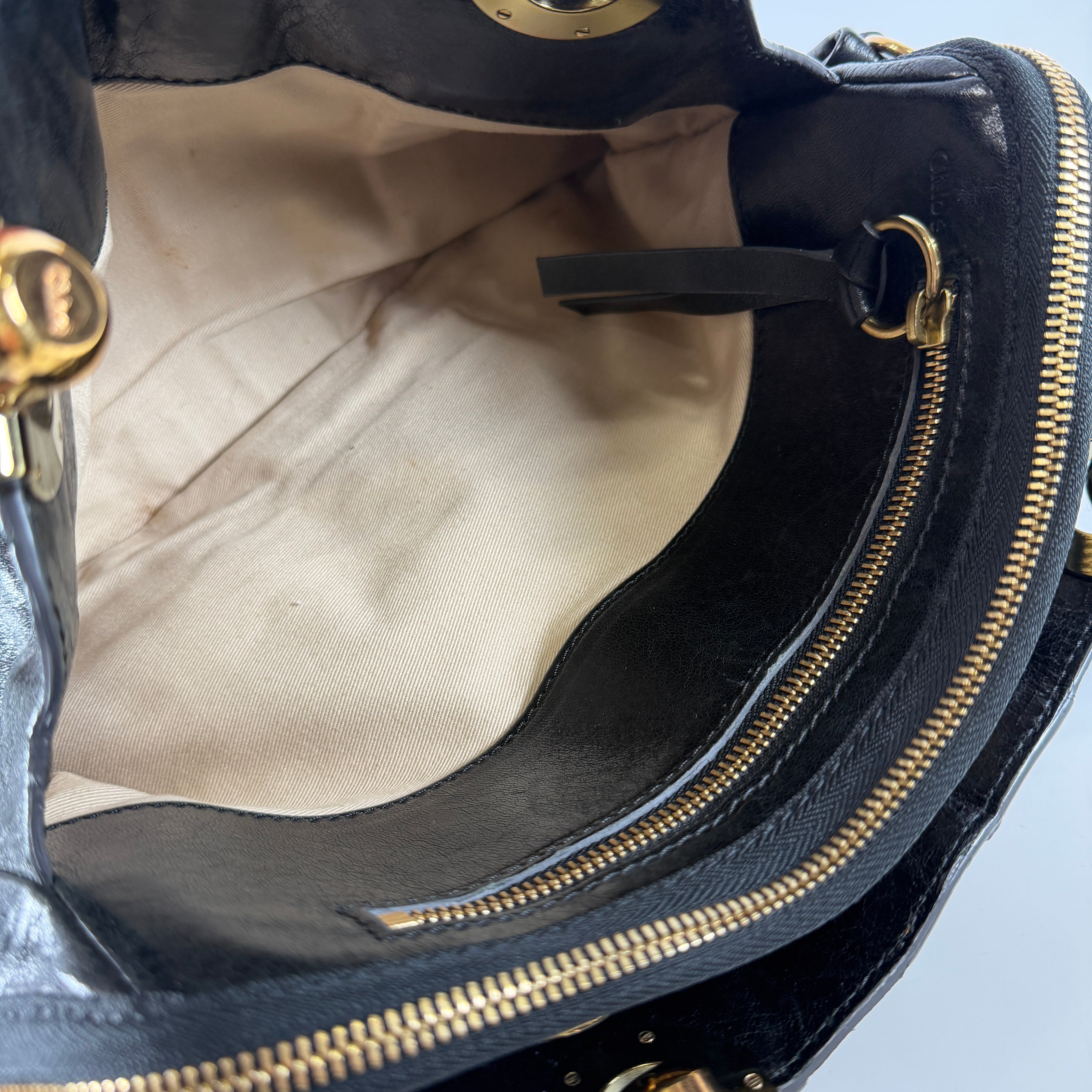 2606 secondhand Chloe Roy leather hand bag black