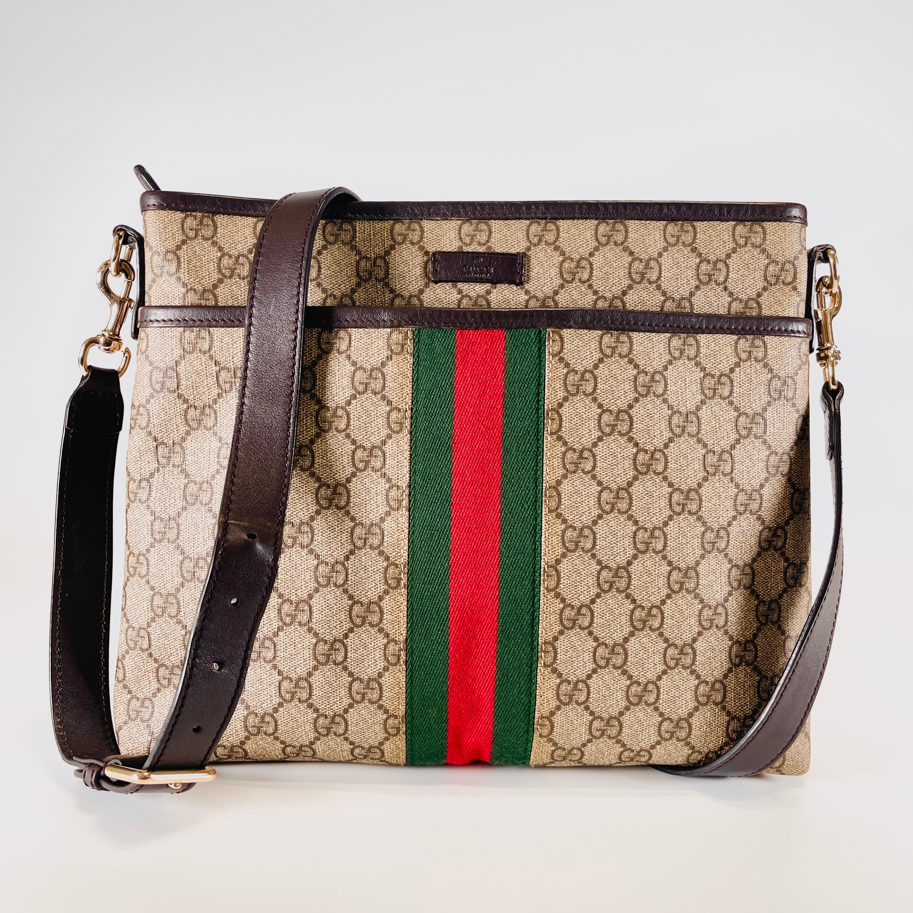 2608 secondhand GUCCI GG canvas canvas × leather Shoulder bag beige Brown 388926 Outlet mark