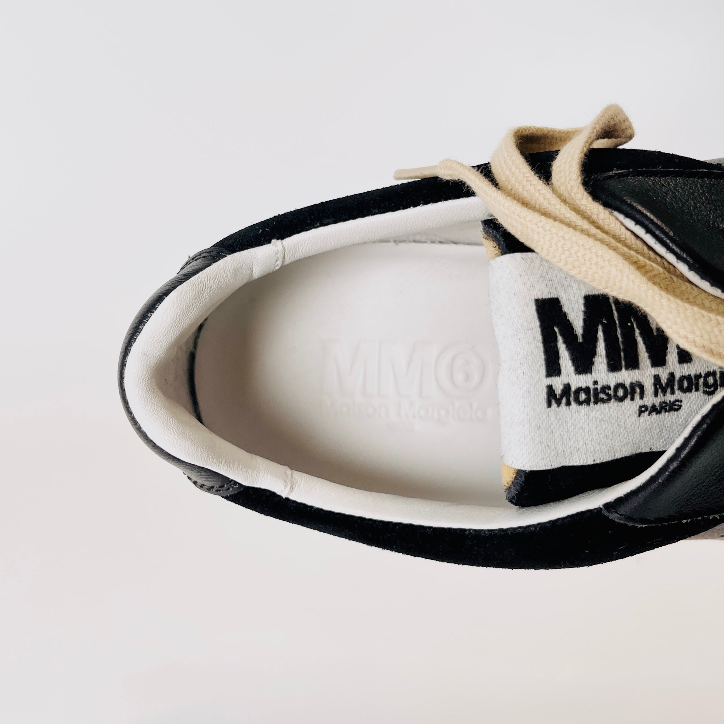 2605 secondhand MM6 leather × suede sneakers 40 unisex black logo Cre Maison Margiela