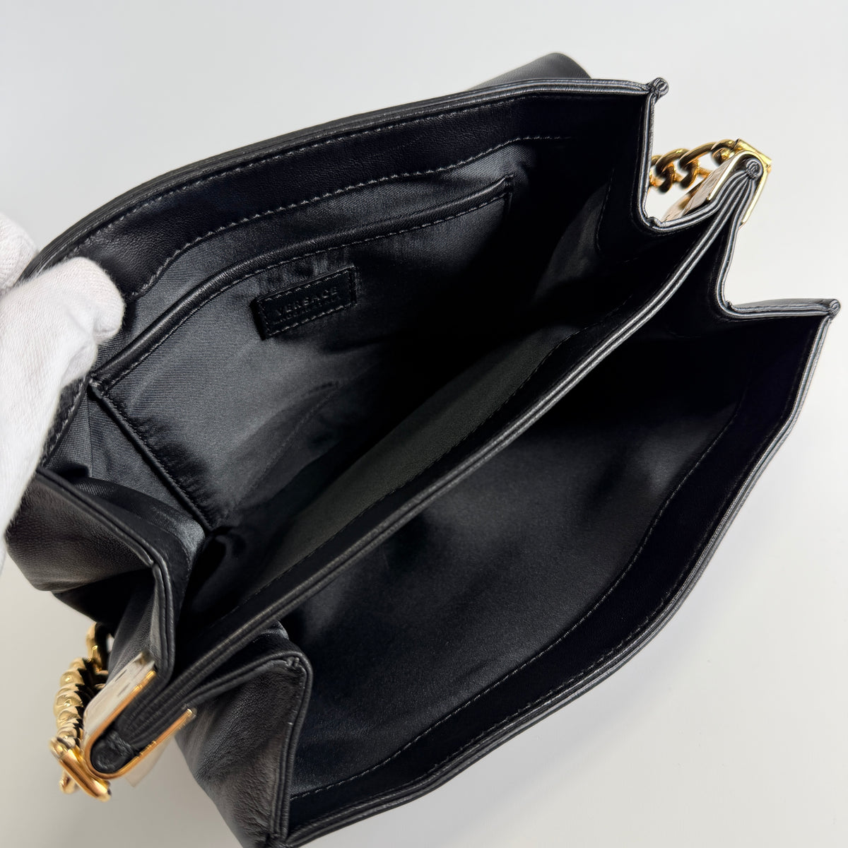 2607 secondhand Chain Shoulder Bag black leather 510676875442