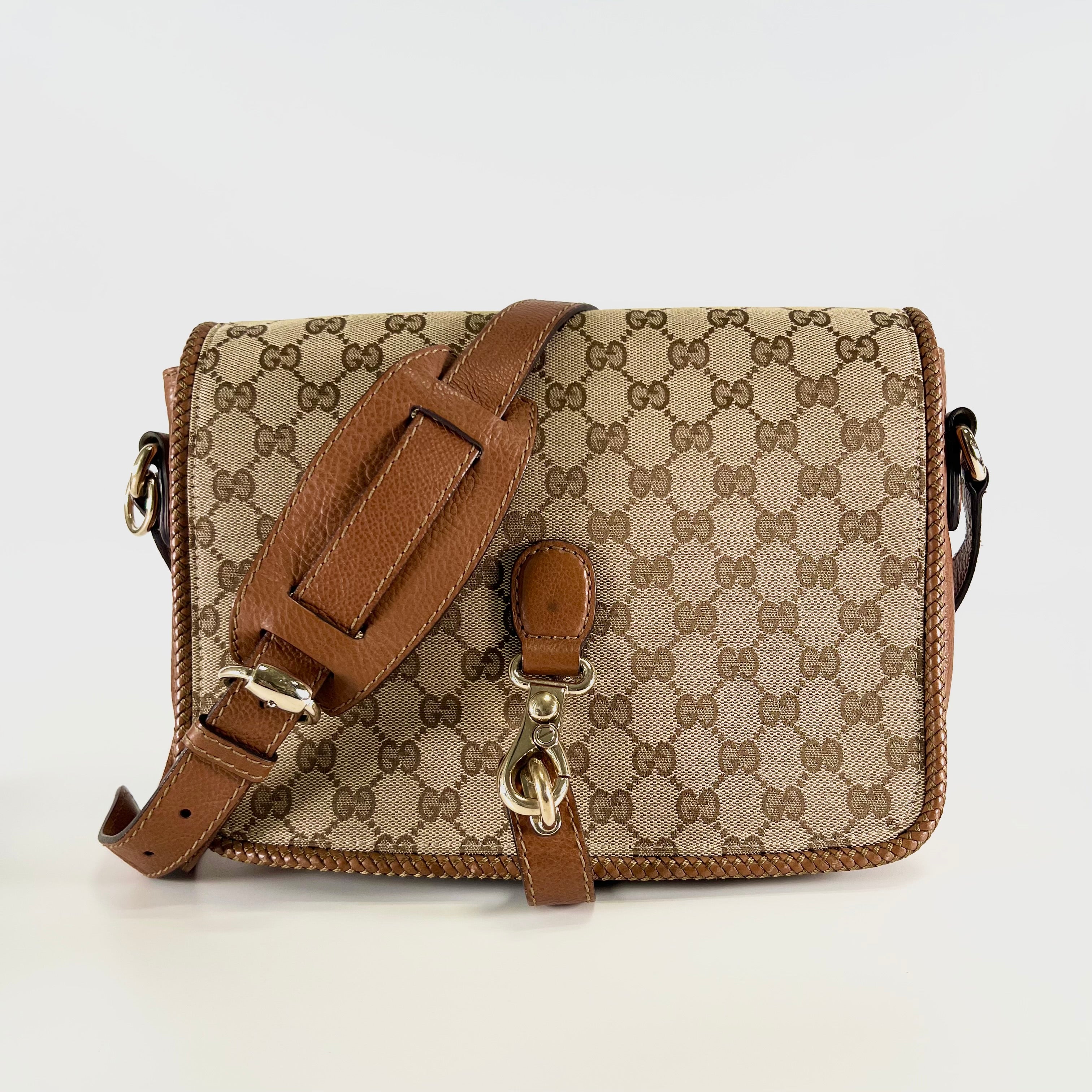 2605 secondhand GUCCI Shoulder bag 257024 FWHDG GG canvas BEIGE+BROWN